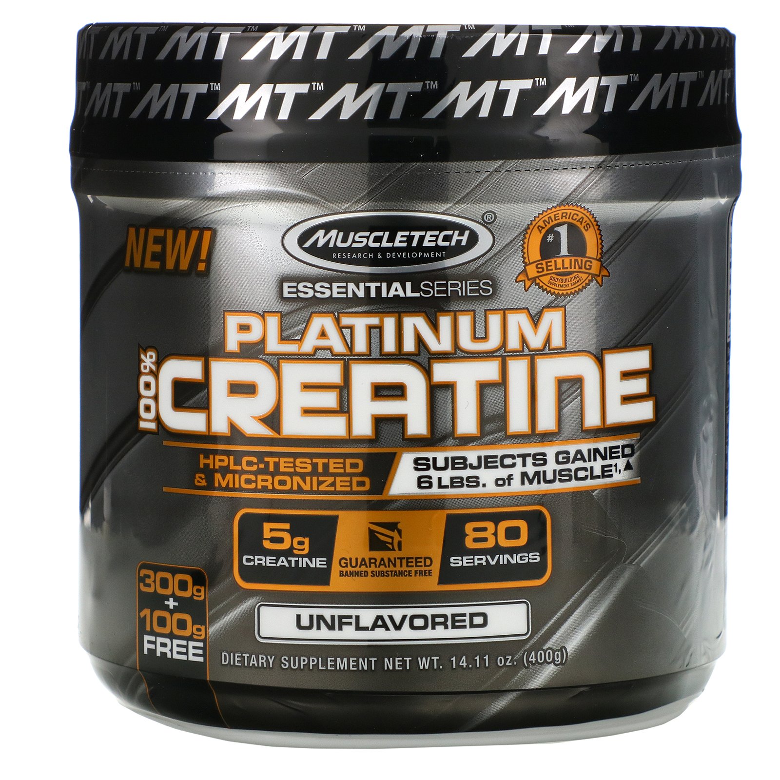 Muscletech, Essential Series, Platinum 100% Creatina, Sem Sabor, 400 g (14,11 oz)
