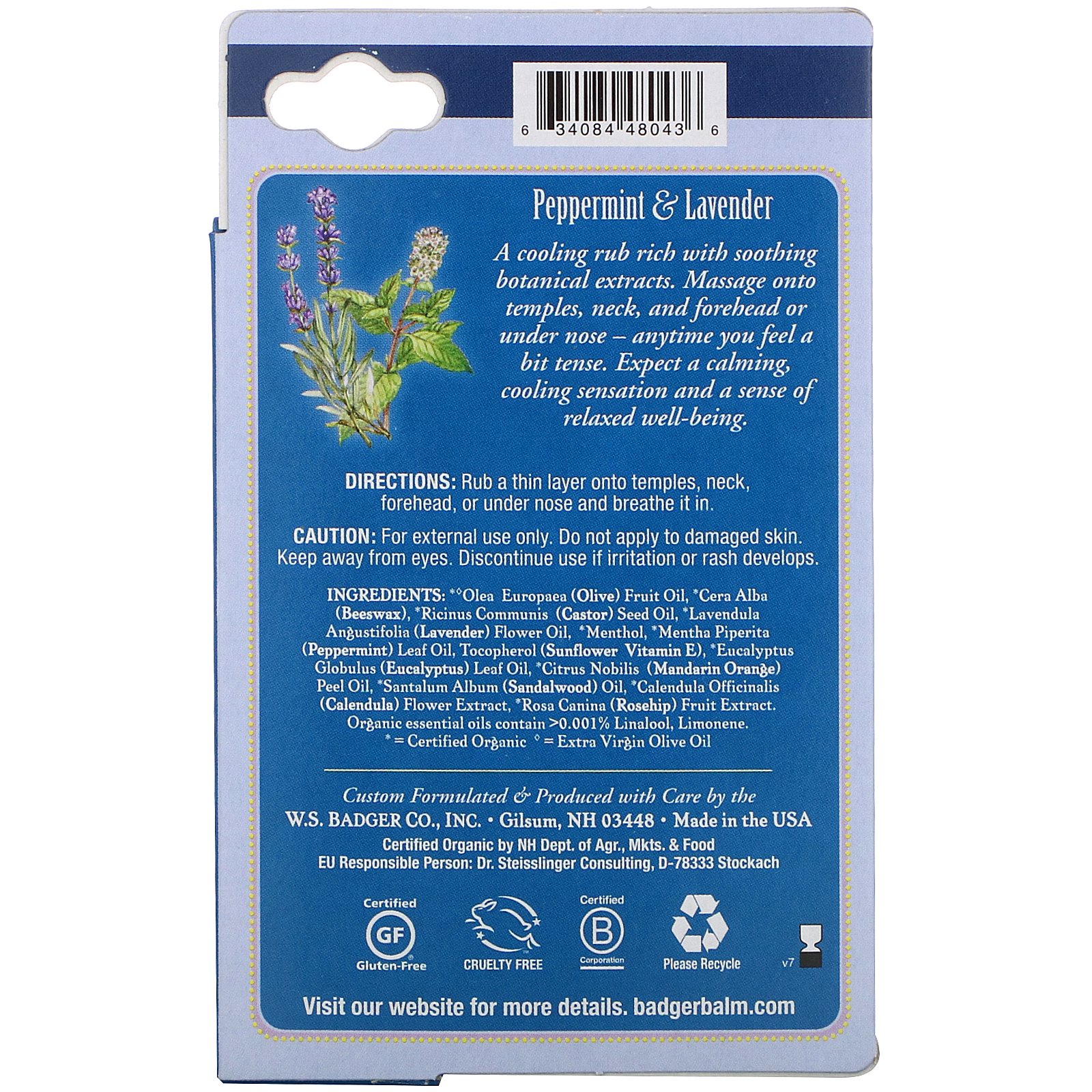 Badger Company, Aromatherapy, Headache Soother, Peppermint & Lavender, .60 oz (17 g) - Imagem 3