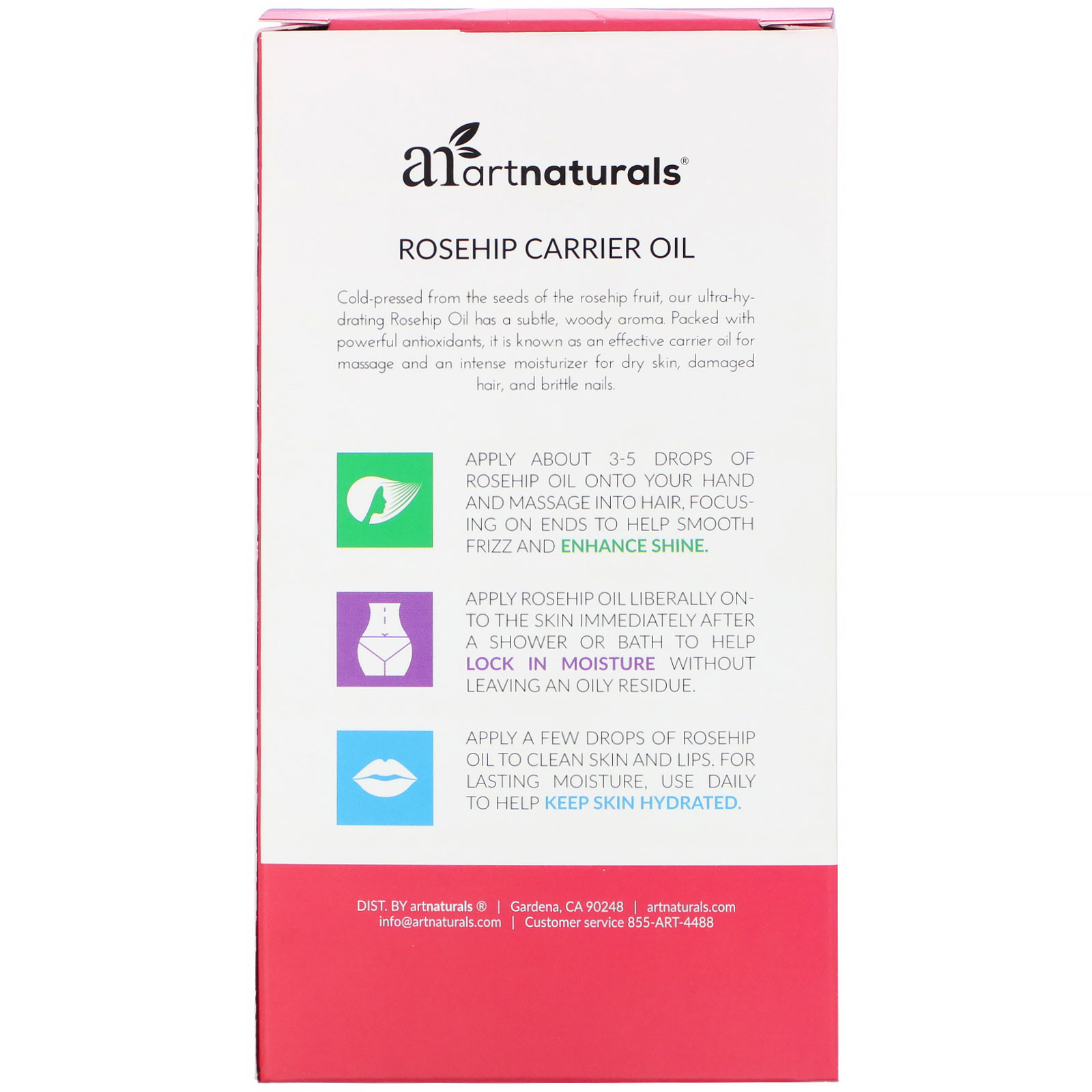 Artnaturals, Óleo Transportador, Rosa Mosqueta, 4 fl oz (118 ml) - Imagem 2