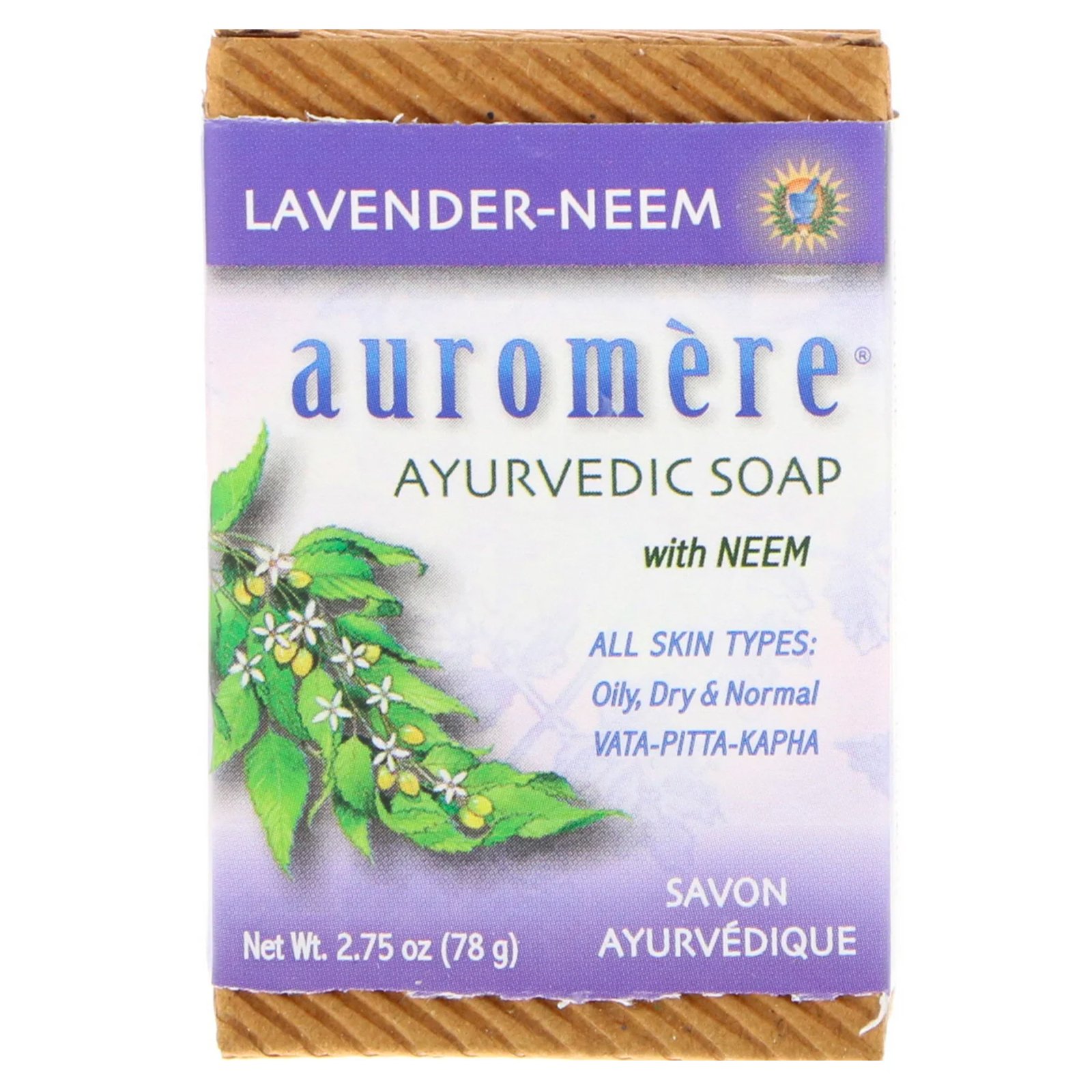 Auromere, Sabonete aiurvédico, lavanda - neem, 2,75 oz (78 g)