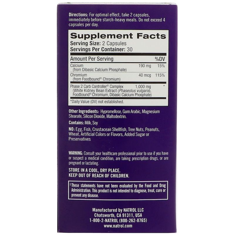 Natrol White Kidney Bean Carb Intercept - 60 Capsules - Imagem 2