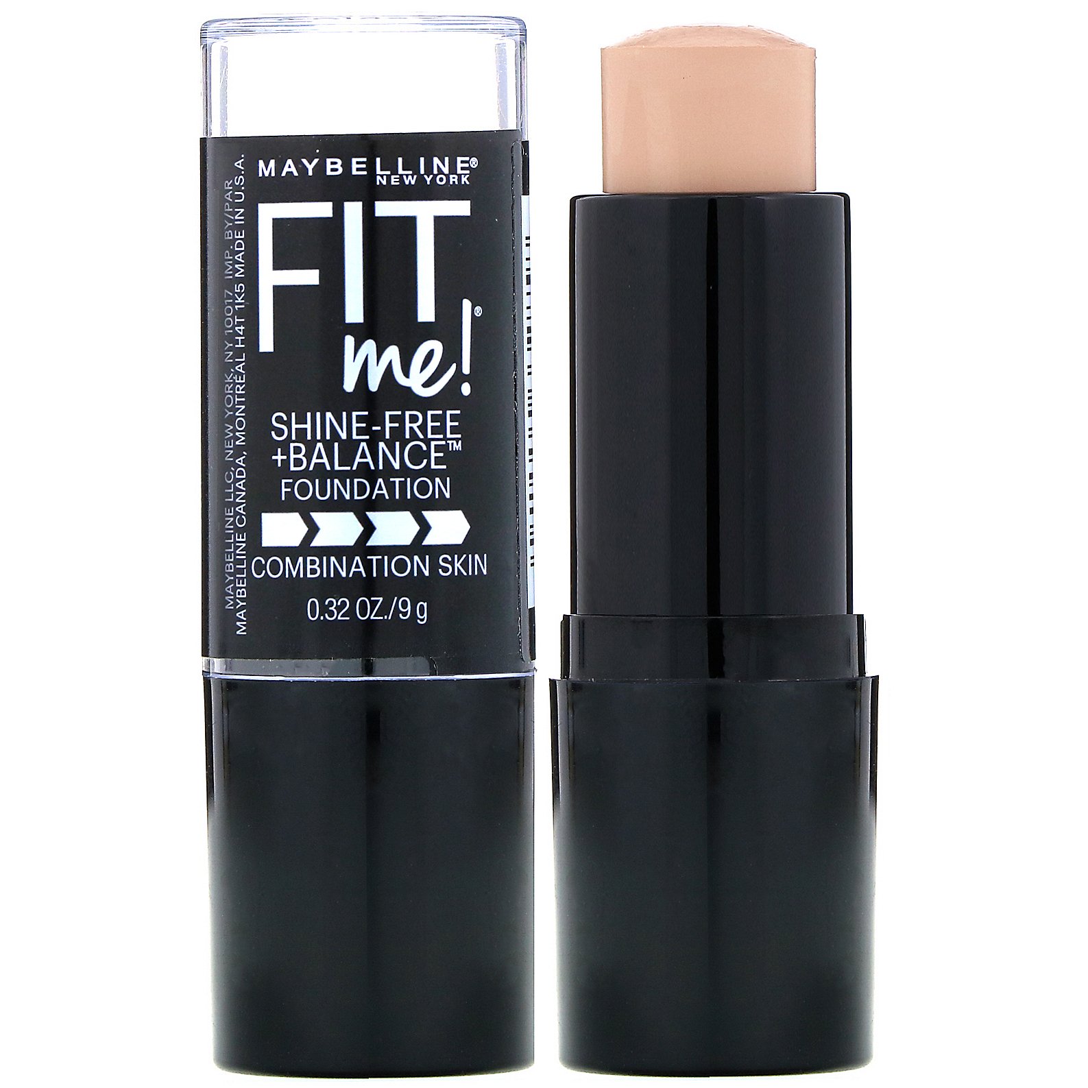Maybelline, Fit Me, base em bastão Shine-Free + Balance, 120 Classic Ivory, 9 g