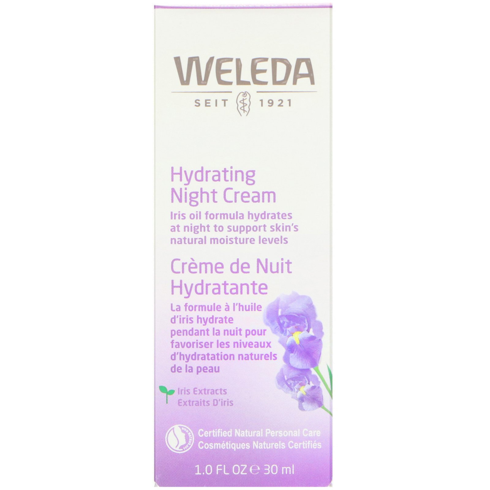 Weleda, Creme Noturno Hidratante, Extrato de Íris, Pele Normal ou Seca, 30 ml