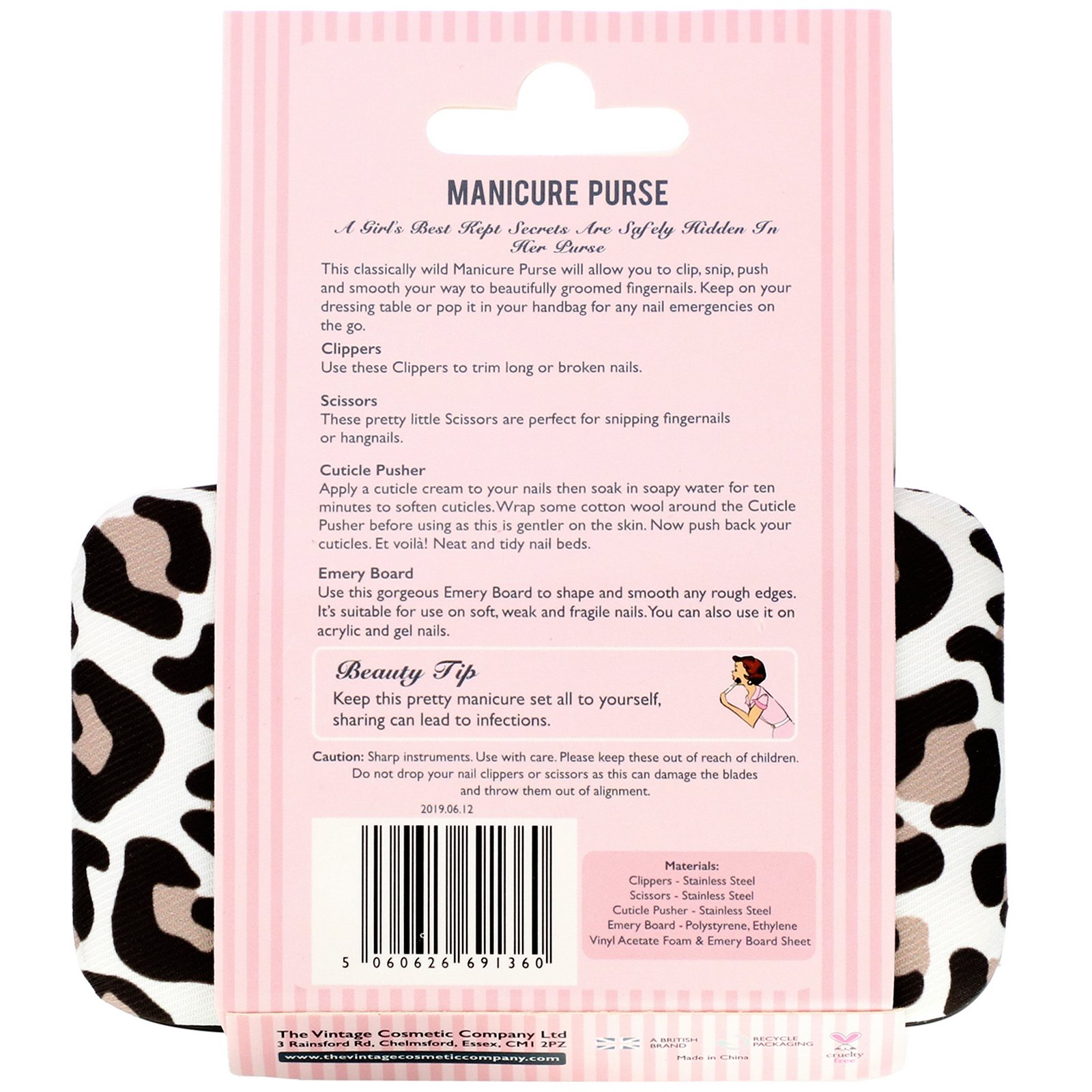The Vintage Cosmetic Co., Manicure Purse, Leopard Print, 1 Kit - Imagem 3