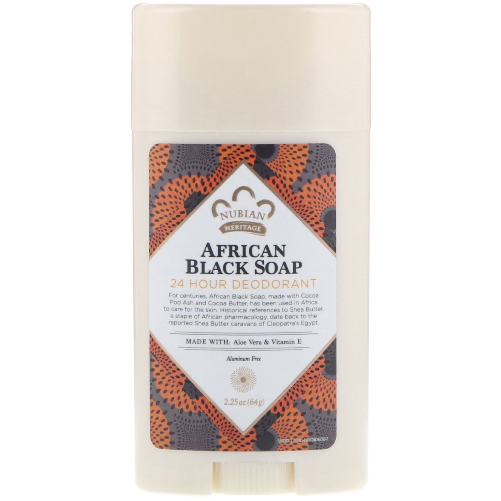 Nubian Heritage, Desodorante 24 Horas, Sabão Negro Africano, 2,25 oz (64 g)