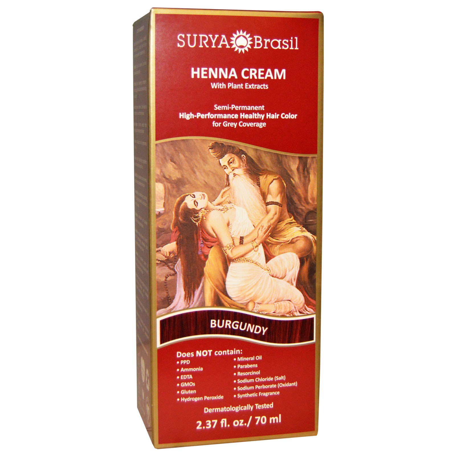 Surya Brasil, Henna em Creme, Coloração e Tratamento Hidratante, Borgonha, 2.37 fl oz (70 ml)