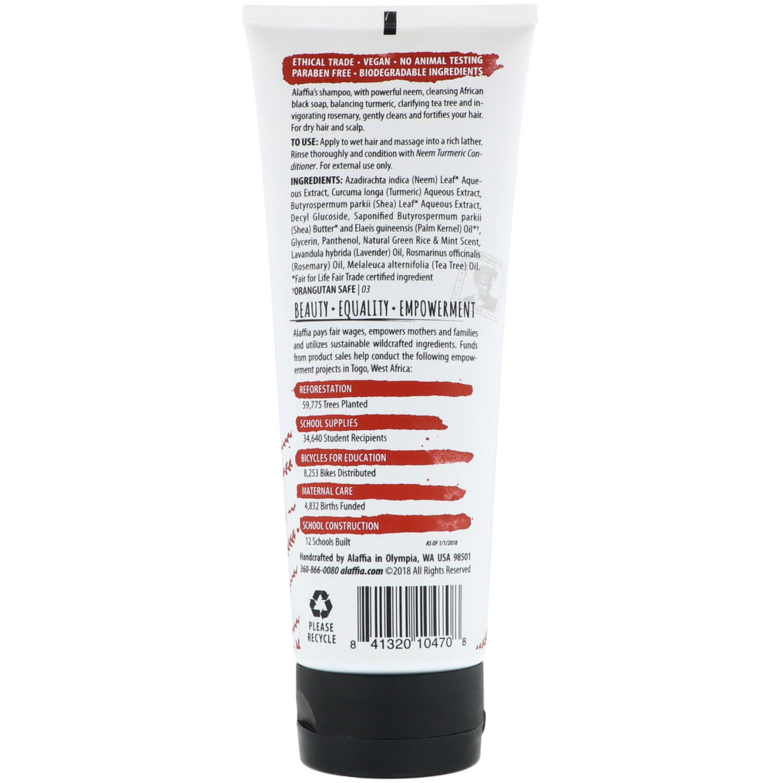 Alaffia, Neem Turmeric, Shampoo, Rosemary & Tea Tree, 8 fl oz (236 ml) - Imagem 2