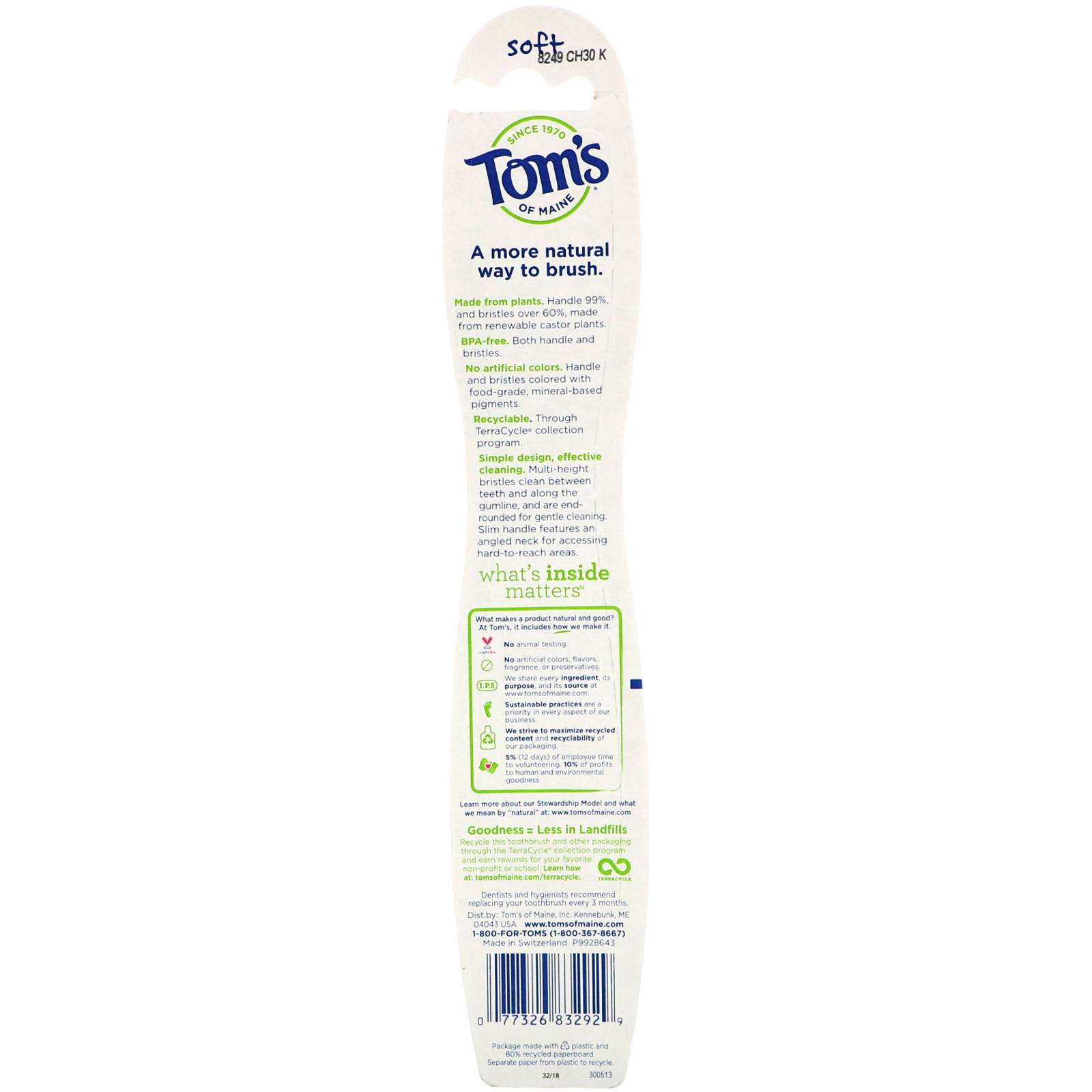 Tom's of Maine, Naturally Clean Toothbrush, Soft, 1 Toothbrush - Imagem 2
