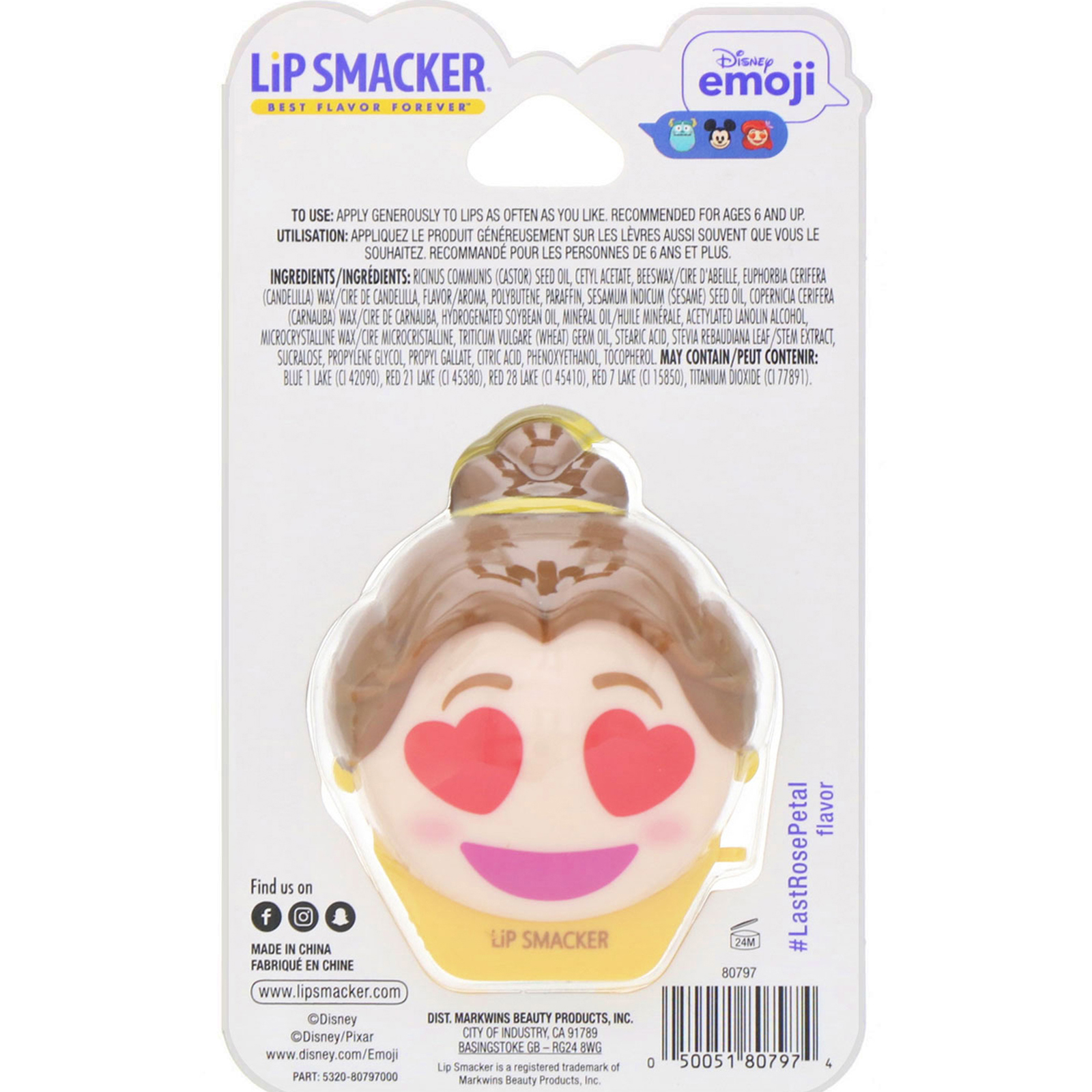 Lip Smacker, Disney Emoji Lip Balm, Belle, #LastRosePetal, 0.26 oz (7.4 g) - Imagem 2