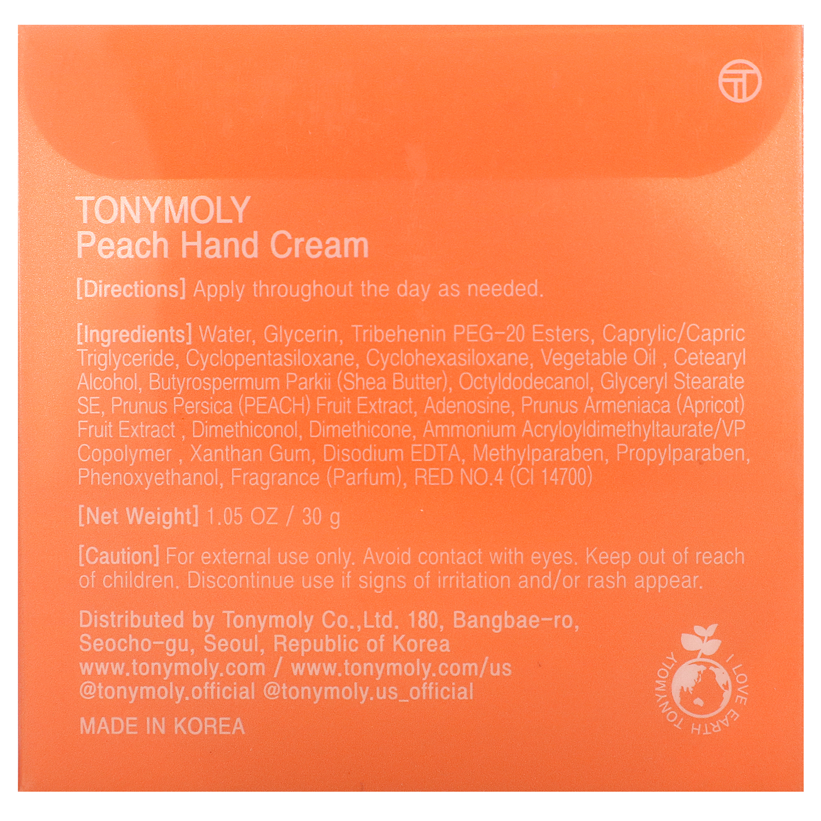 Tony Moly, Peach Hand Cream, 1.05 oz (30 g) - Imagem 4