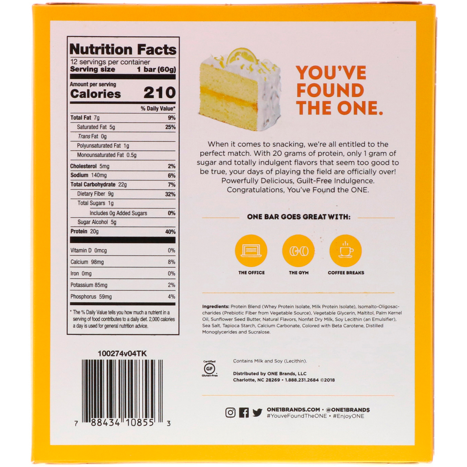 One Brands, ONE Bar, Lemon Cake, 12 Bars, 2.12 oz (60 g) Each - Imagem 3