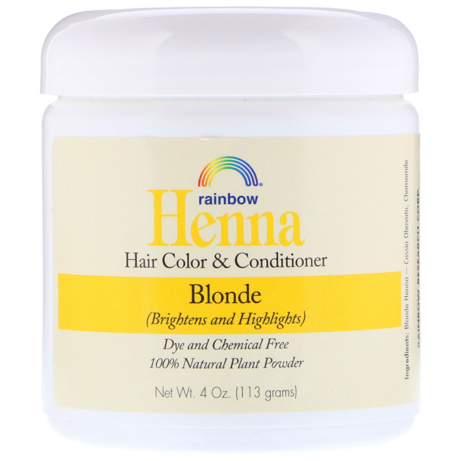 Rainbow Research, Henna, Tintura de cabelo e condicionador, loiro, 4 oz (113 g)