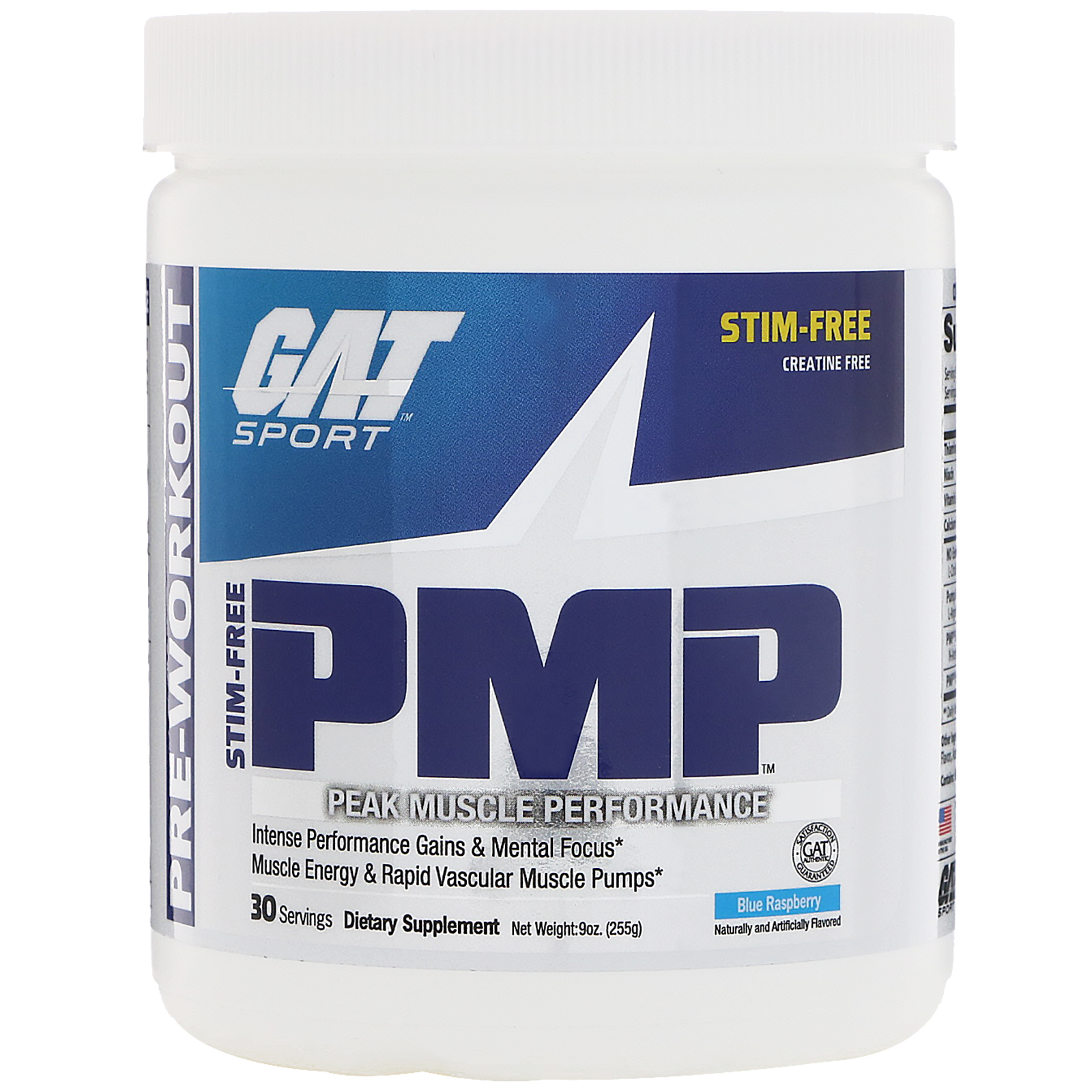GAT, PMP, Pré-Treino, Pico de Desempenho Muscular, Framboesa Azul, 255 g (9 oz)