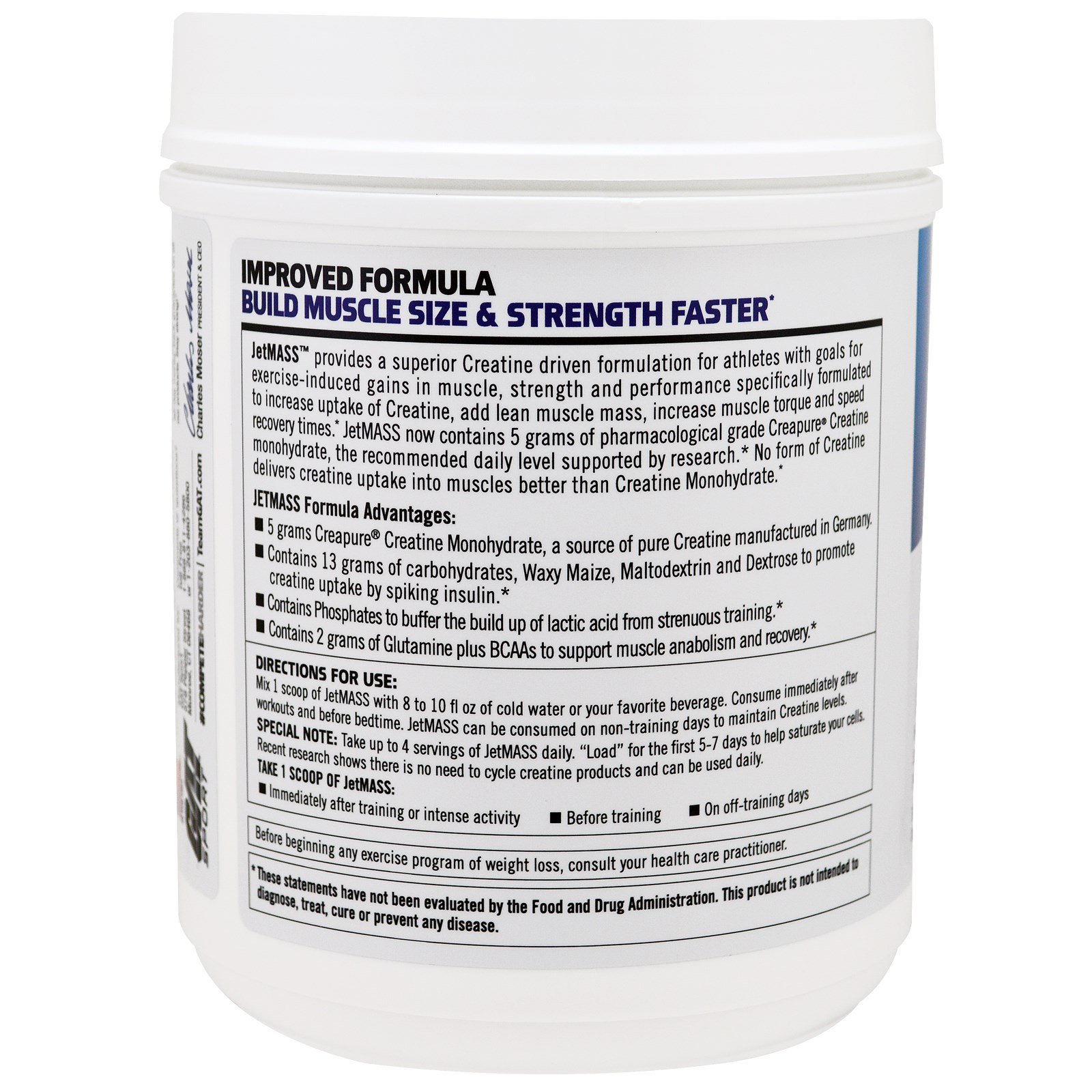 GAT, JetMASS, Fast-Acting Volumizing Creatine System, Tropical Ice, 25.4 oz (720 g) - Imagem 3