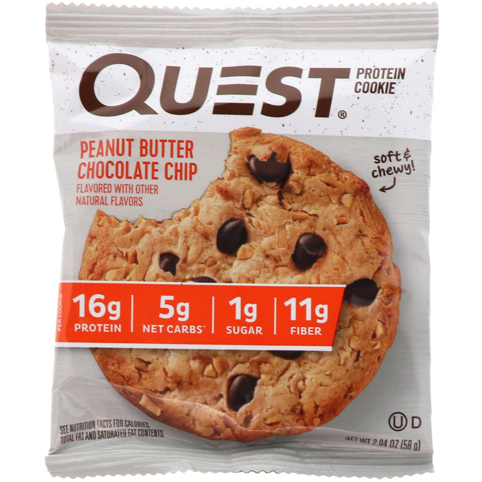 Quest Nutrition, Biscoito de Proteína, Manteiga de Amendoim e Gotas de Chocolate, Embalagem com 12, 58 g Cada - Imagem 4