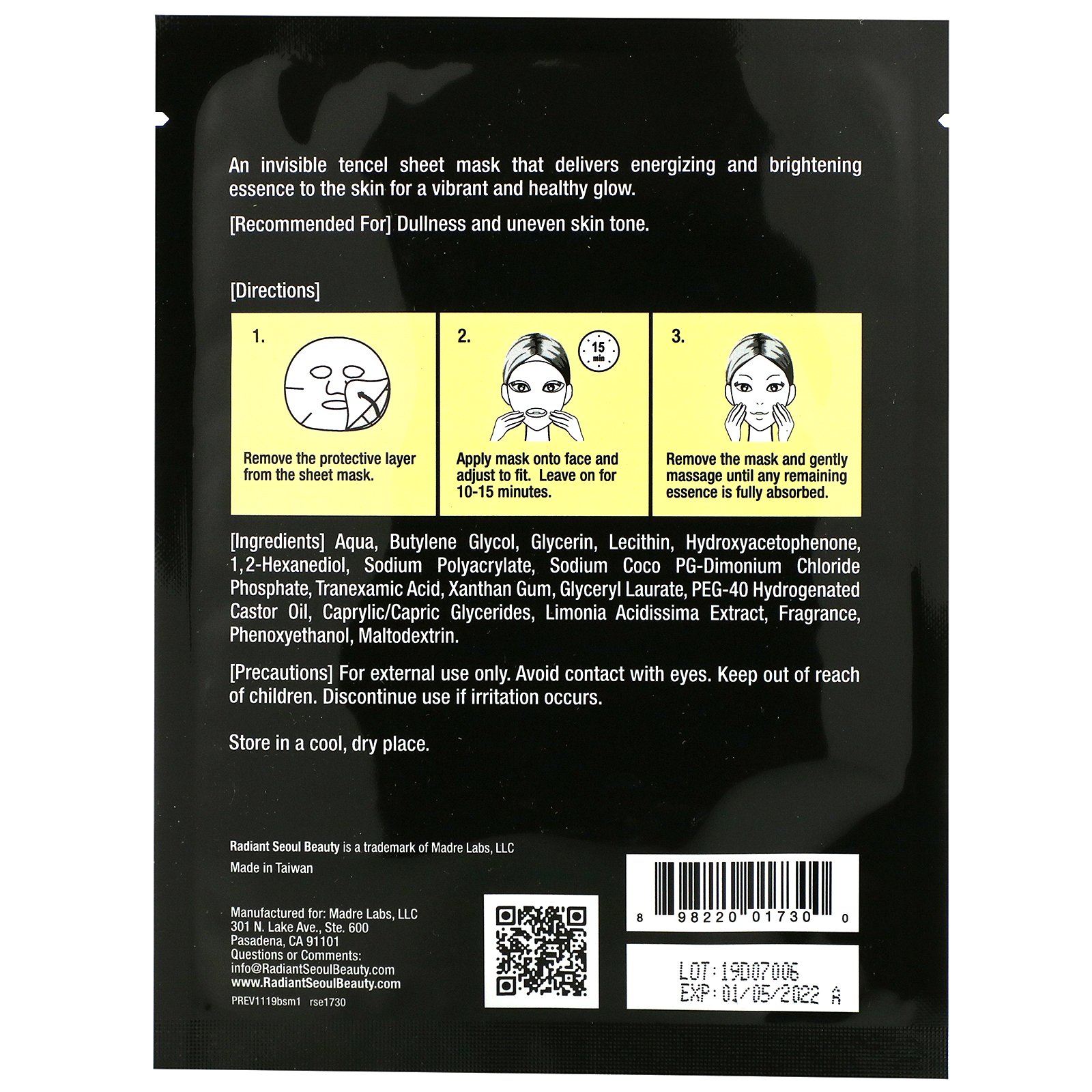 Radiant Seoul, Brightening Sheet Mask, 1 Sheet Mask, 0.85 oz (25 ml) - Imagem 2