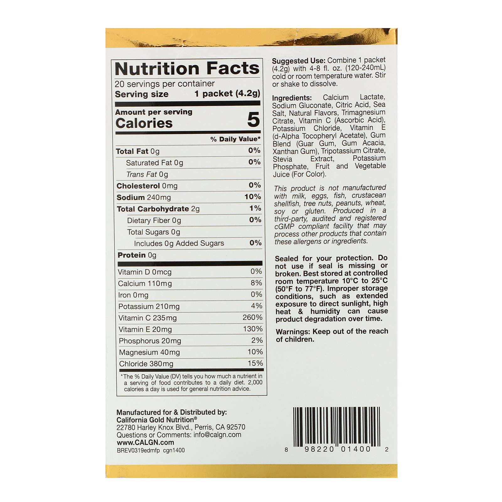 California Gold Nutrition, HydrationUP, Bebida Mix com Eletrólitos, Embalagem Variada, 20 Pacotes, 4,2 g (0,15 oz) cada - Imagem 2