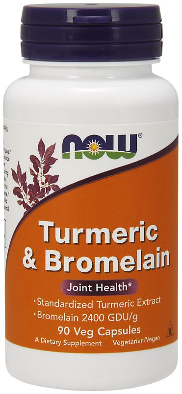 NOW Foods Turmeric & Bromelain - 90 Veg Capsules - Imagem 2