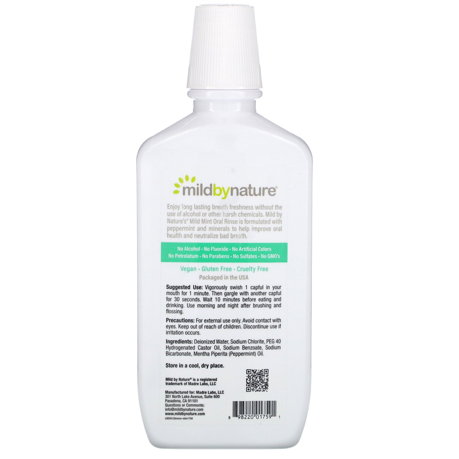 Mild By Nature, Fresh Breath Oral Rinse, No Alcohol, Mild Mint, 16 fl oz (473 ml) - Imagem 2