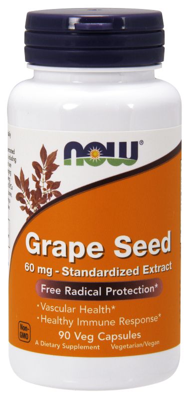 NOW Foods Grape Seed 60 mg - 90 Veg Capsules - Imagem 2