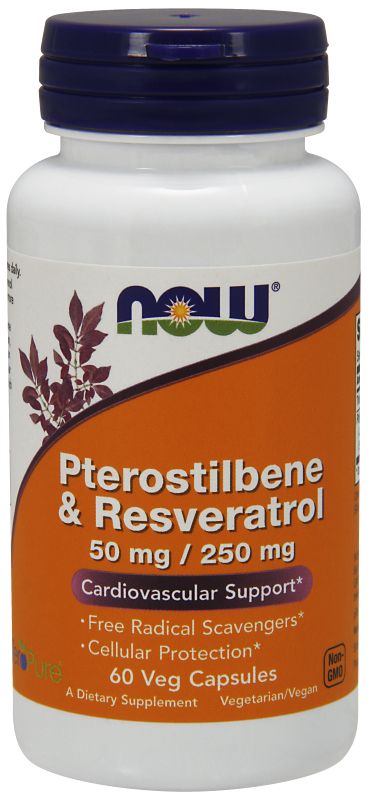 NOW Foods Pterostilbene & Resveratrol 50 mg/250 mg - 60 Veg Capsules - Imagem 2