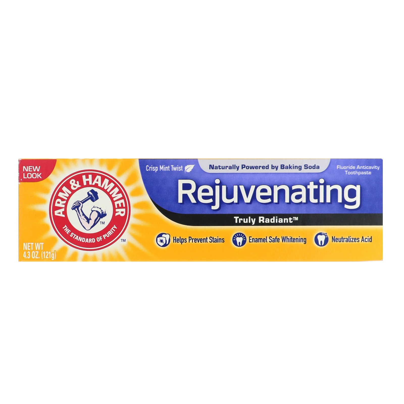 Arm & Hammer, Creme dental realmente radiante e rejuvenescedor, Espiral de hortelã fresca, 4,3 onças (121 g) - Imagem 2