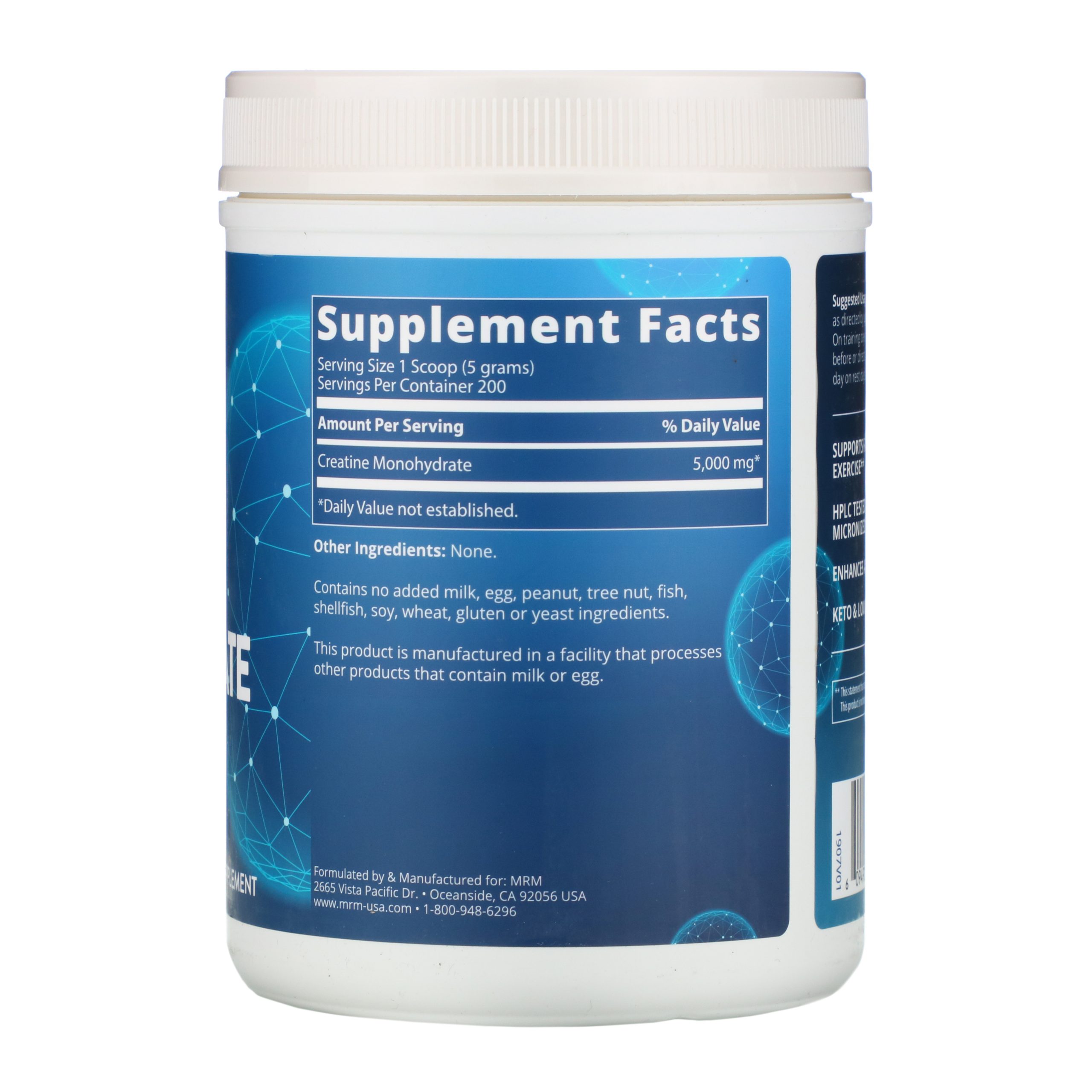 MRM, Monoidrato de Creatina 1000, 1000 g (2,2 lbs) - Imagem 2