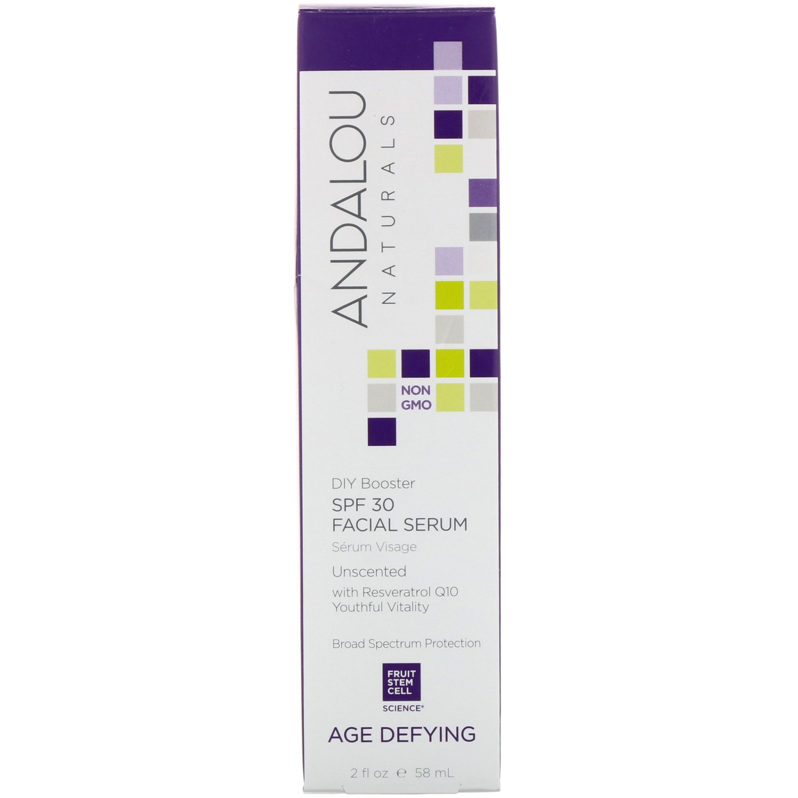 Andalou Naturals, Serum Facial, FPS 30, Desafiador da Idade, Sem Aroma, 58 ml (2 fl oz)