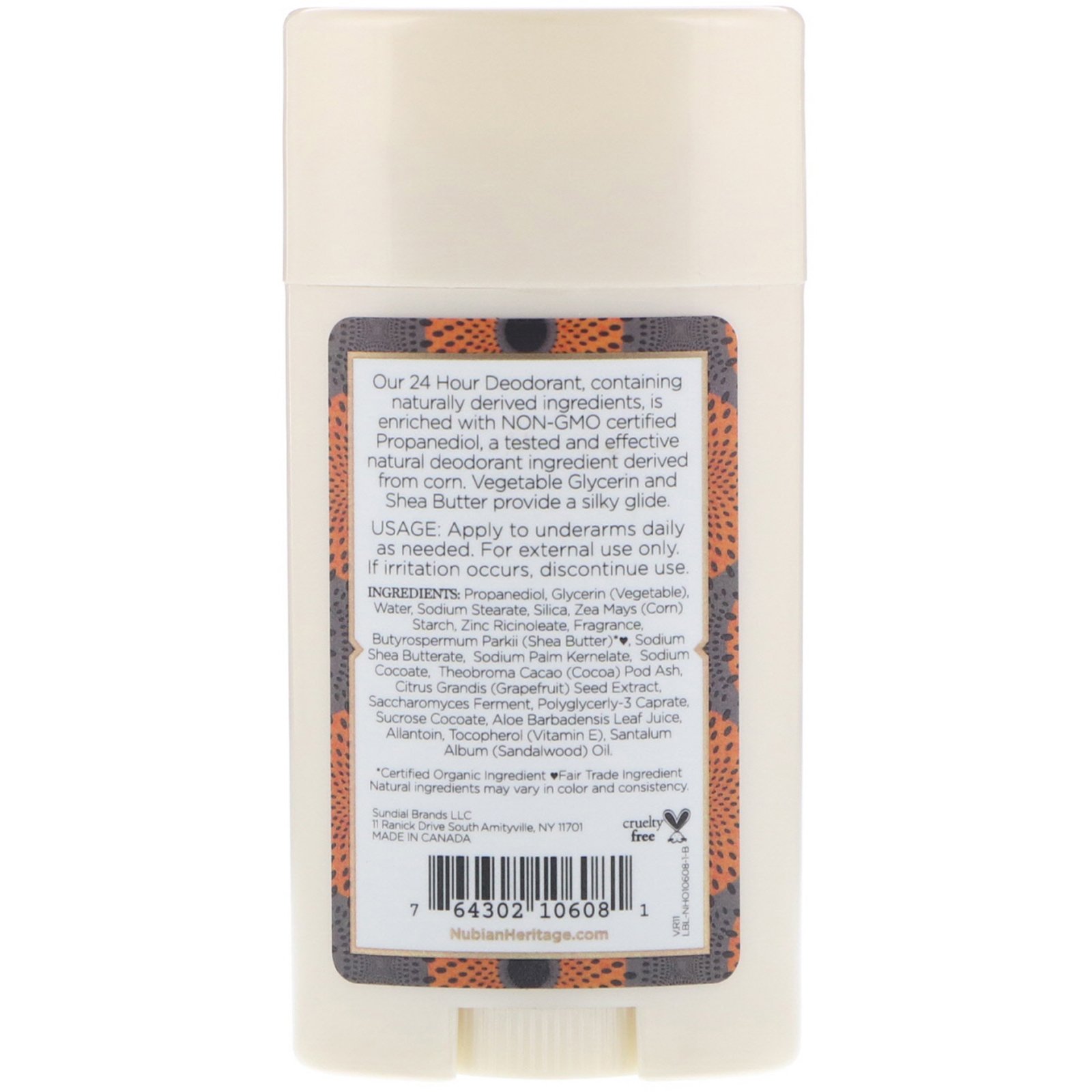 Nubian Heritage, Desodorante 24 Horas, Sabão Negro Africano, 2,25 oz (64 g) - Imagem 2