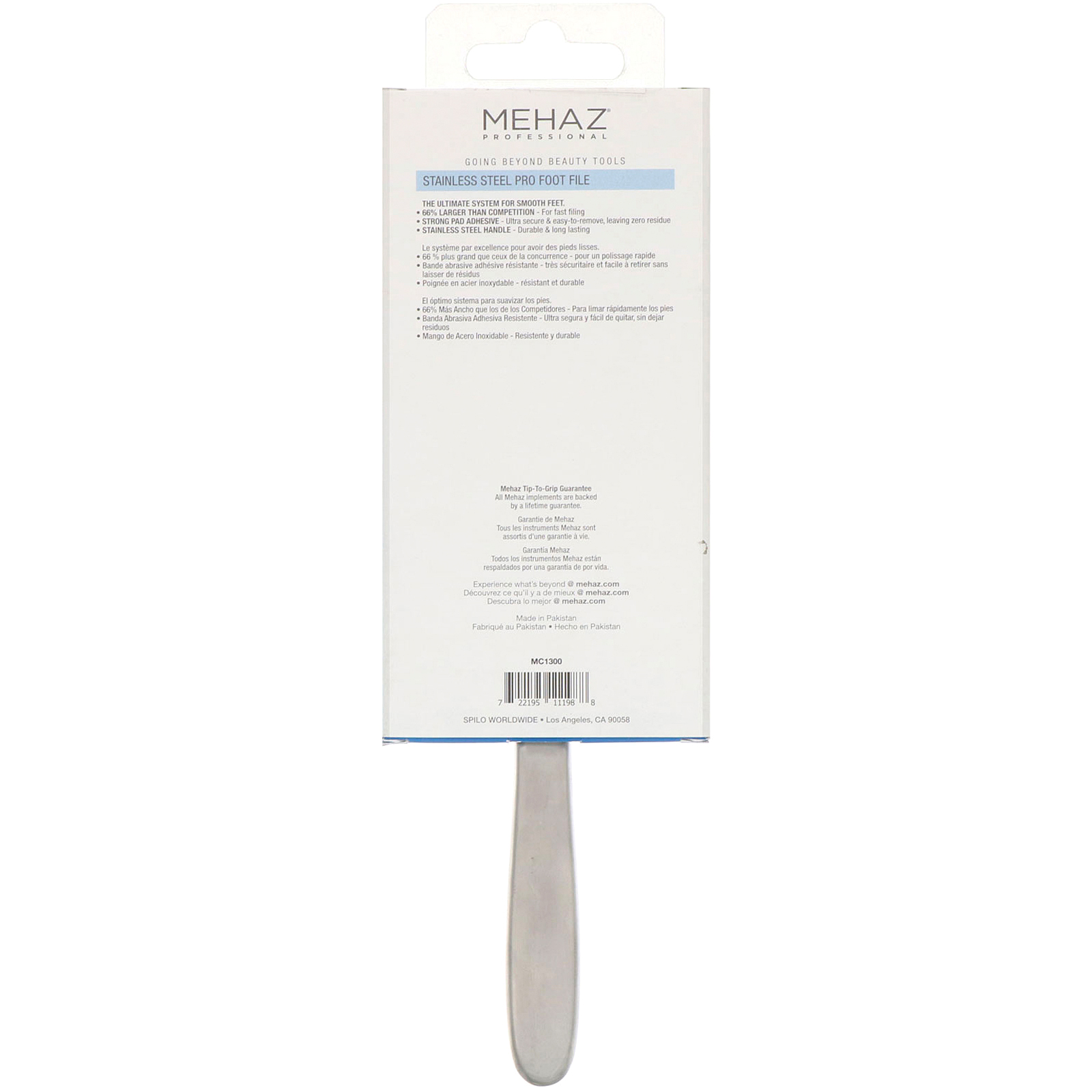Mehaz, Lixa de pé profissional de aço inoxidável, 1 lixa para o pé - Imagem 2