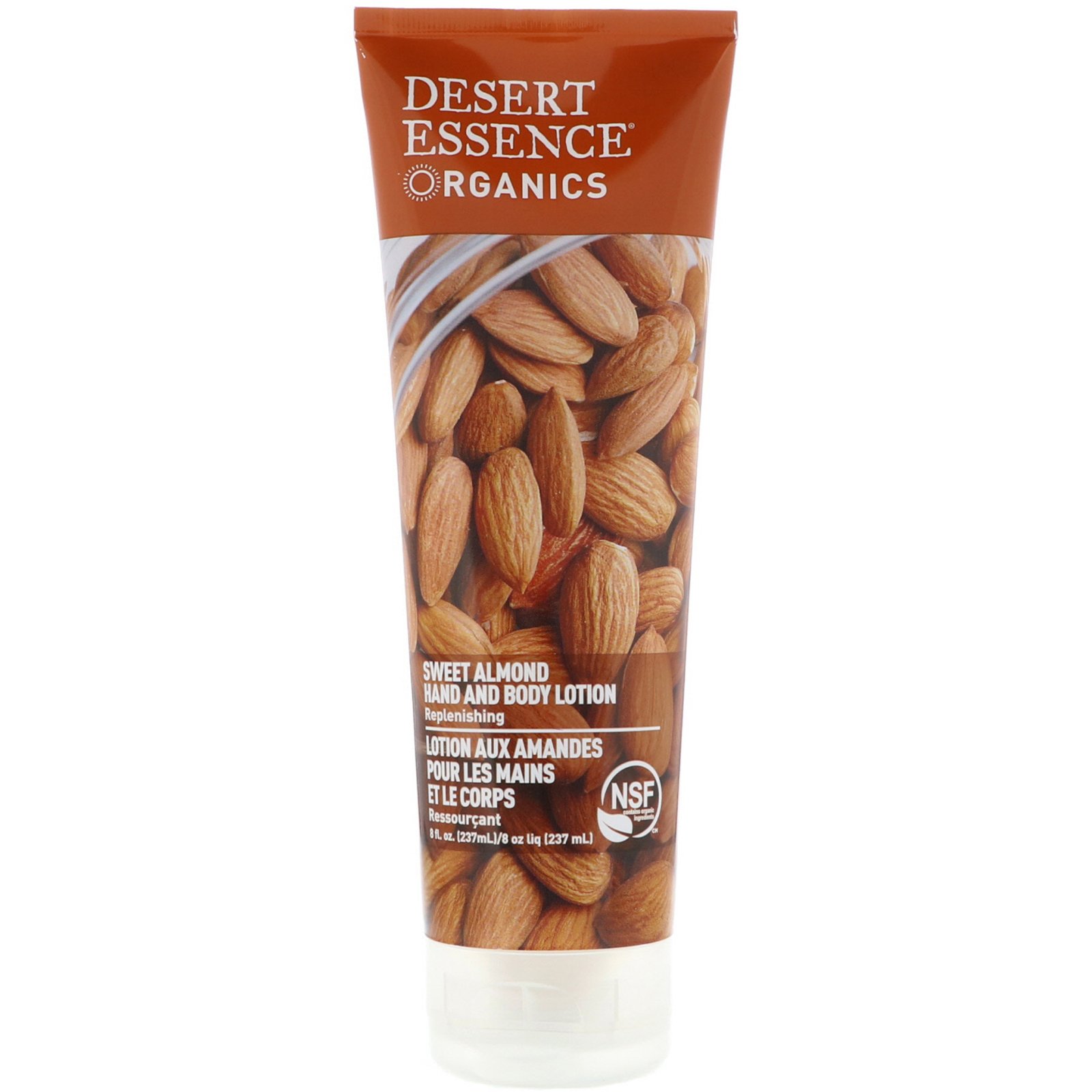 Desert Essence, Compostos orgânicos, Loção corporal e para as mãos de amêndoa , 8 fl oz (237 ml)