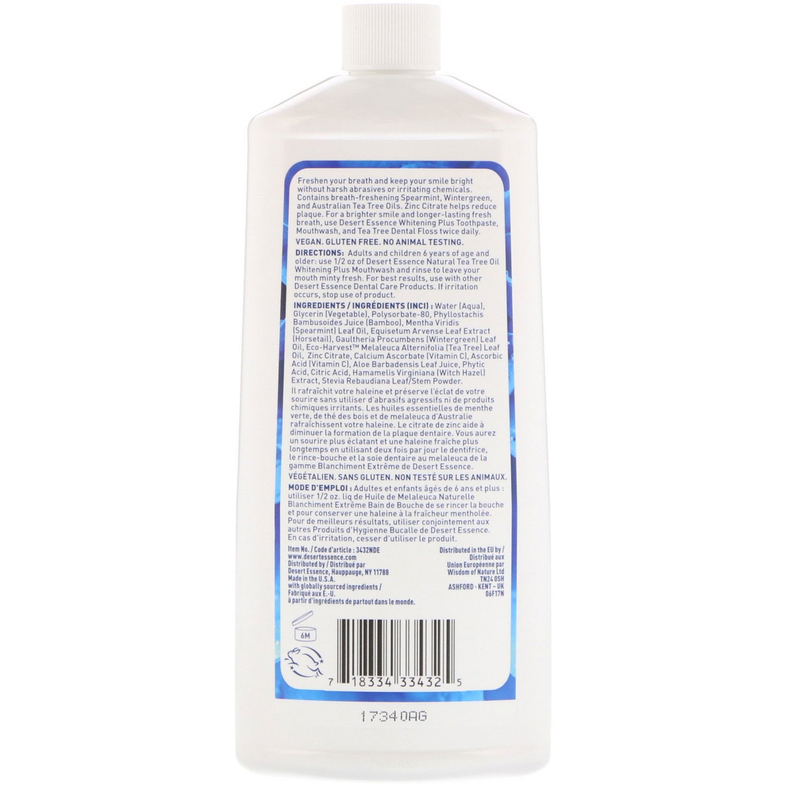 Desert Essence, Enxaguante Whitening Plus, Menta Fresca, 16 fl oz (480 ml) - Imagem 2