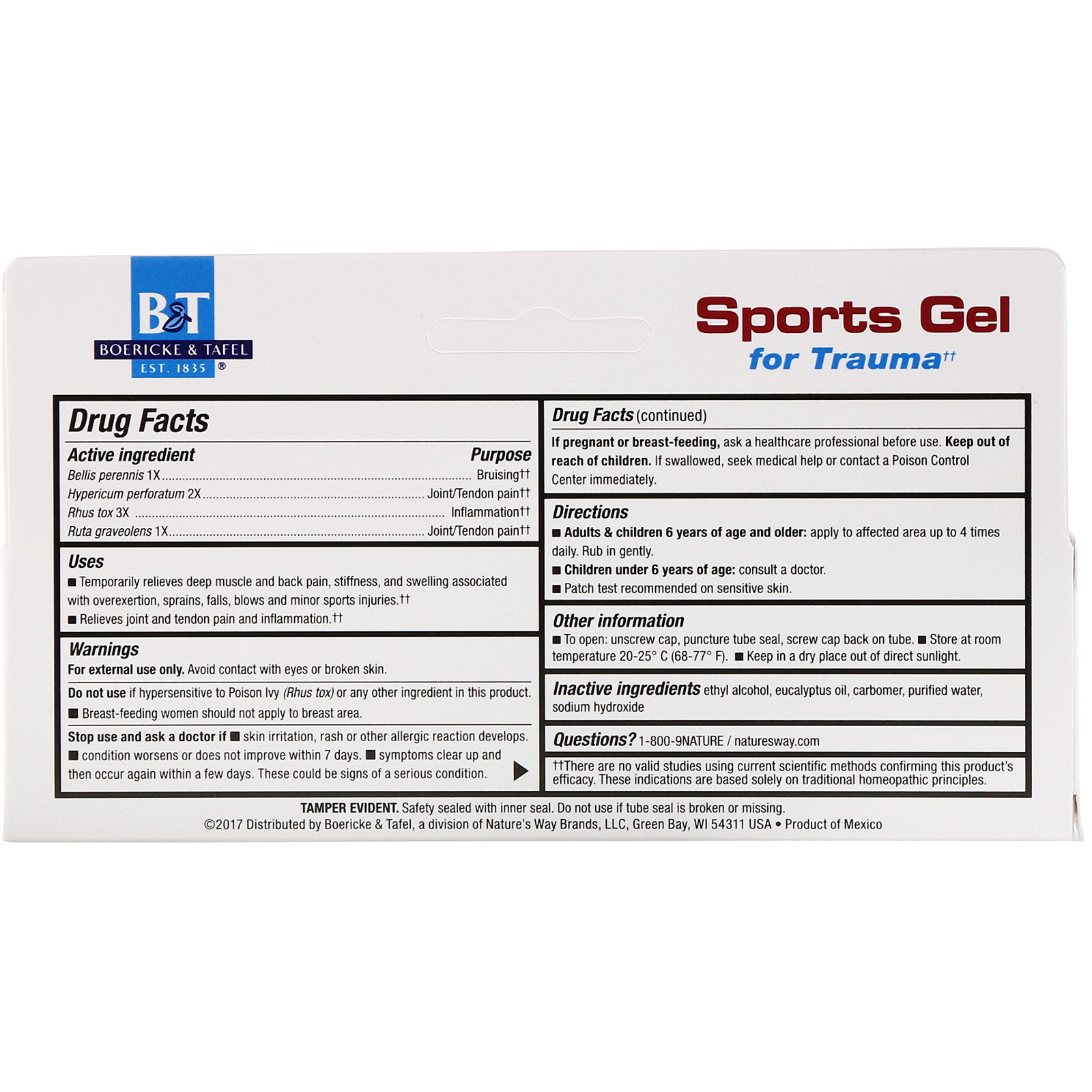 Boericke & Tafel, Sports Gel, for Trauma, Topical Gel, 2.5 oz (71 g) - Imagem 2