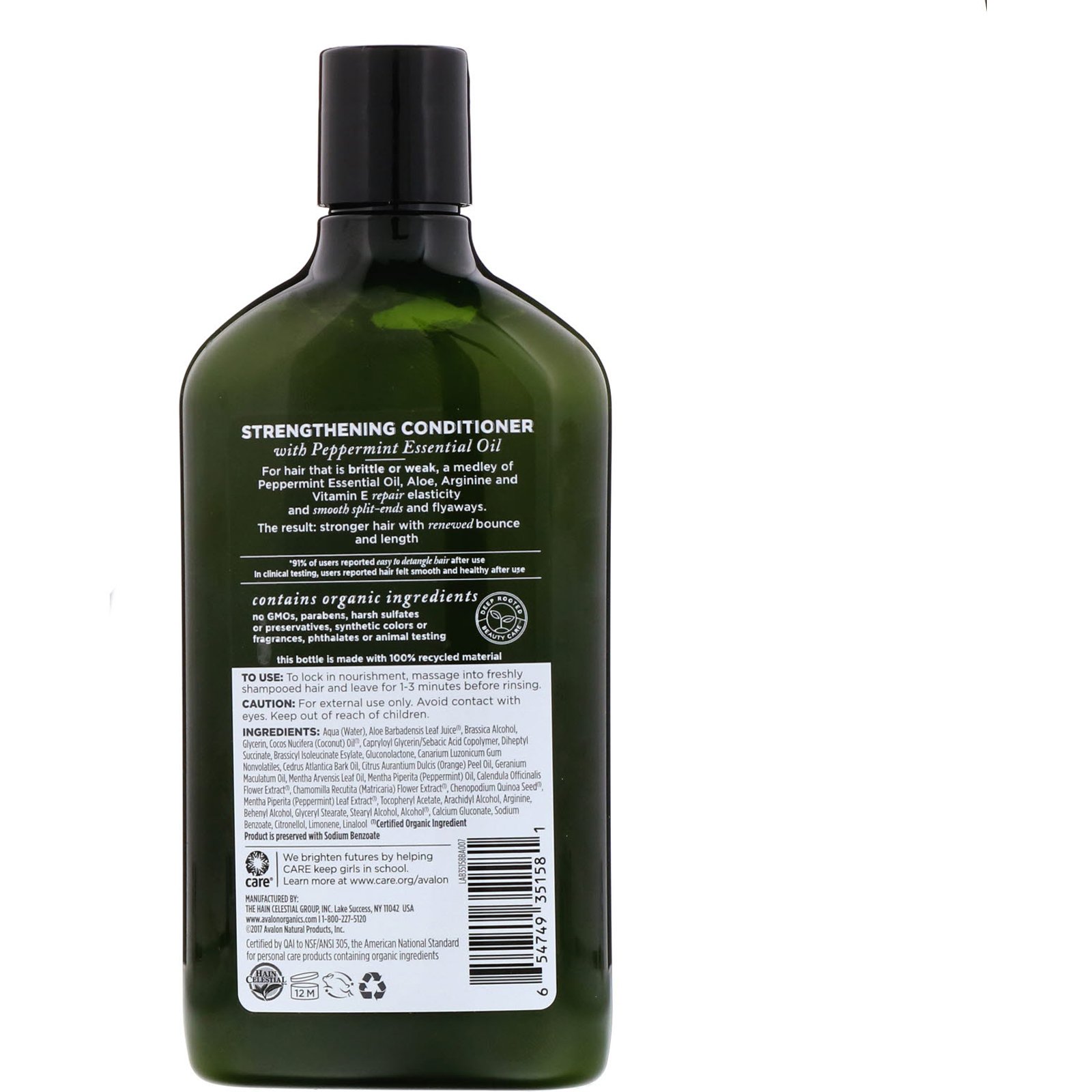 Avalon Organics, Condicionador, Menta Fortalecedora, 11 fl oz (325 ml) - Imagem 2