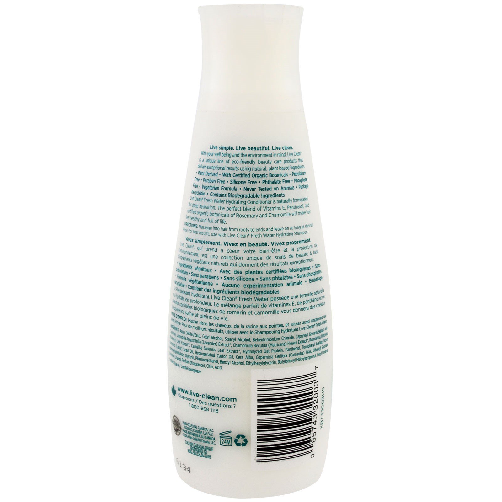 Live Clean, Condicionador Hidratante, Água Fresca, frasco de 12 oz (350 ml) - Imagem 2