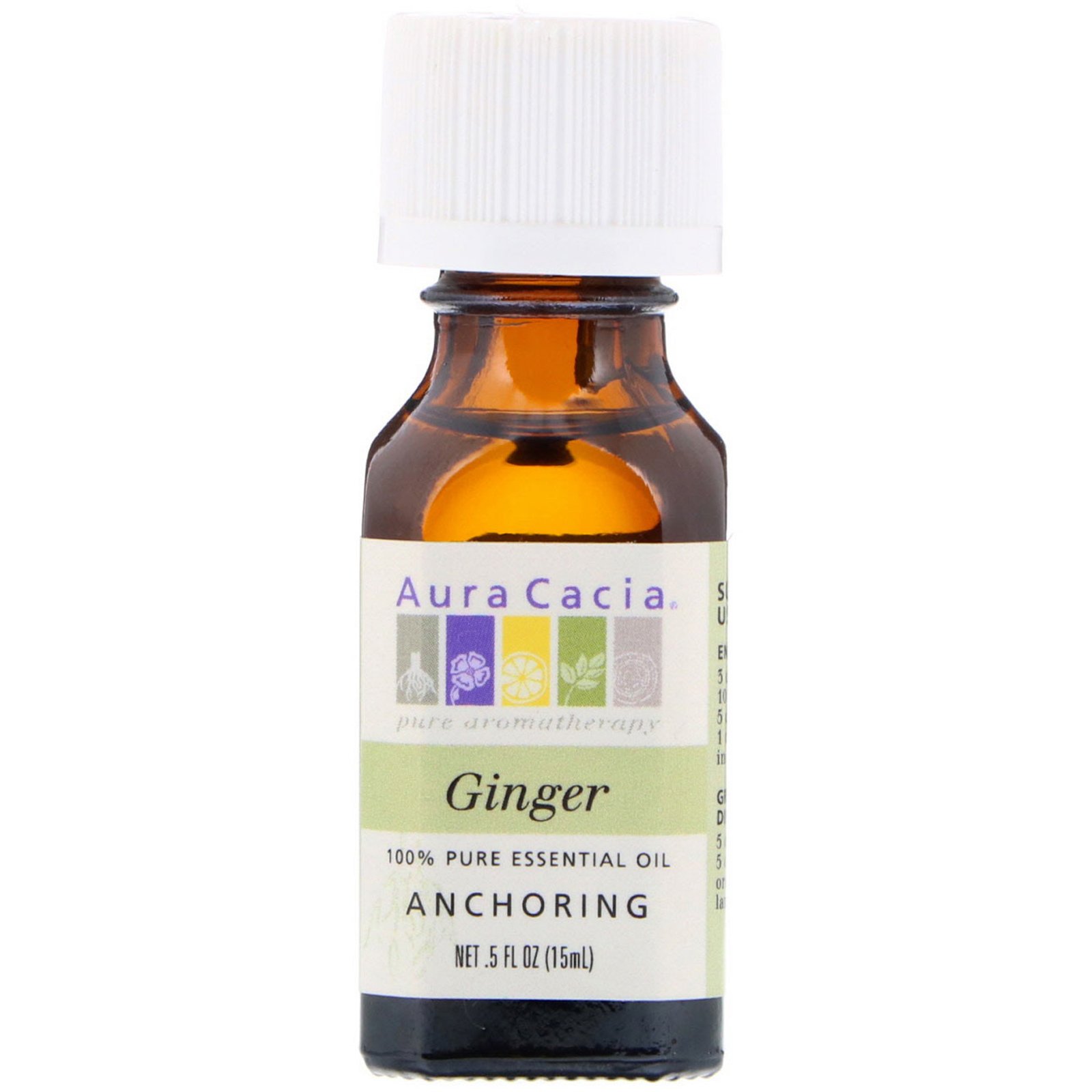 Aura Cacia, Óleo Essencial 100% Puro, Gengibre, .5 fl oz (15 ml)