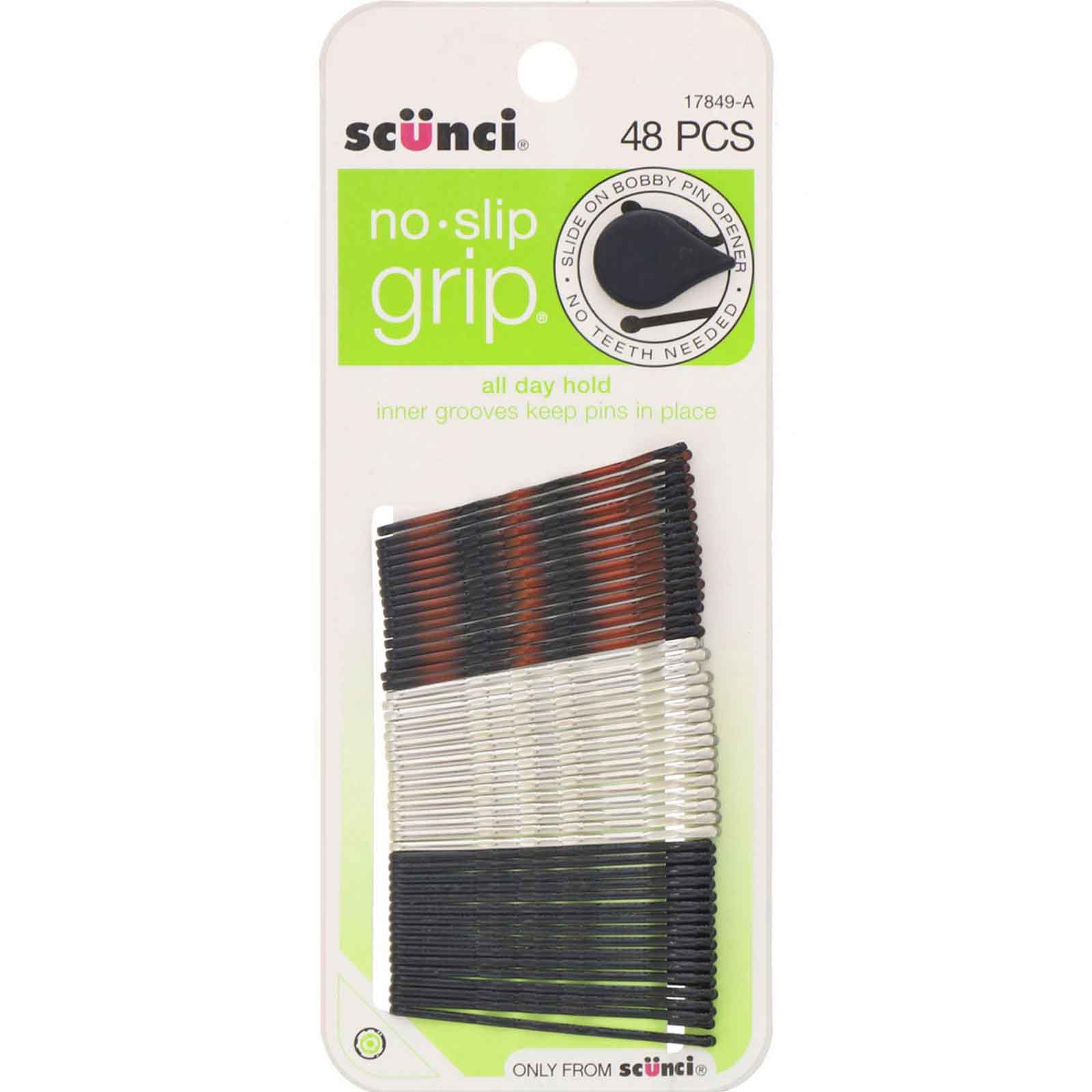 Scunci, Grampos No Slip Grip para fixação o dia todo, cores variadas, 48 peças