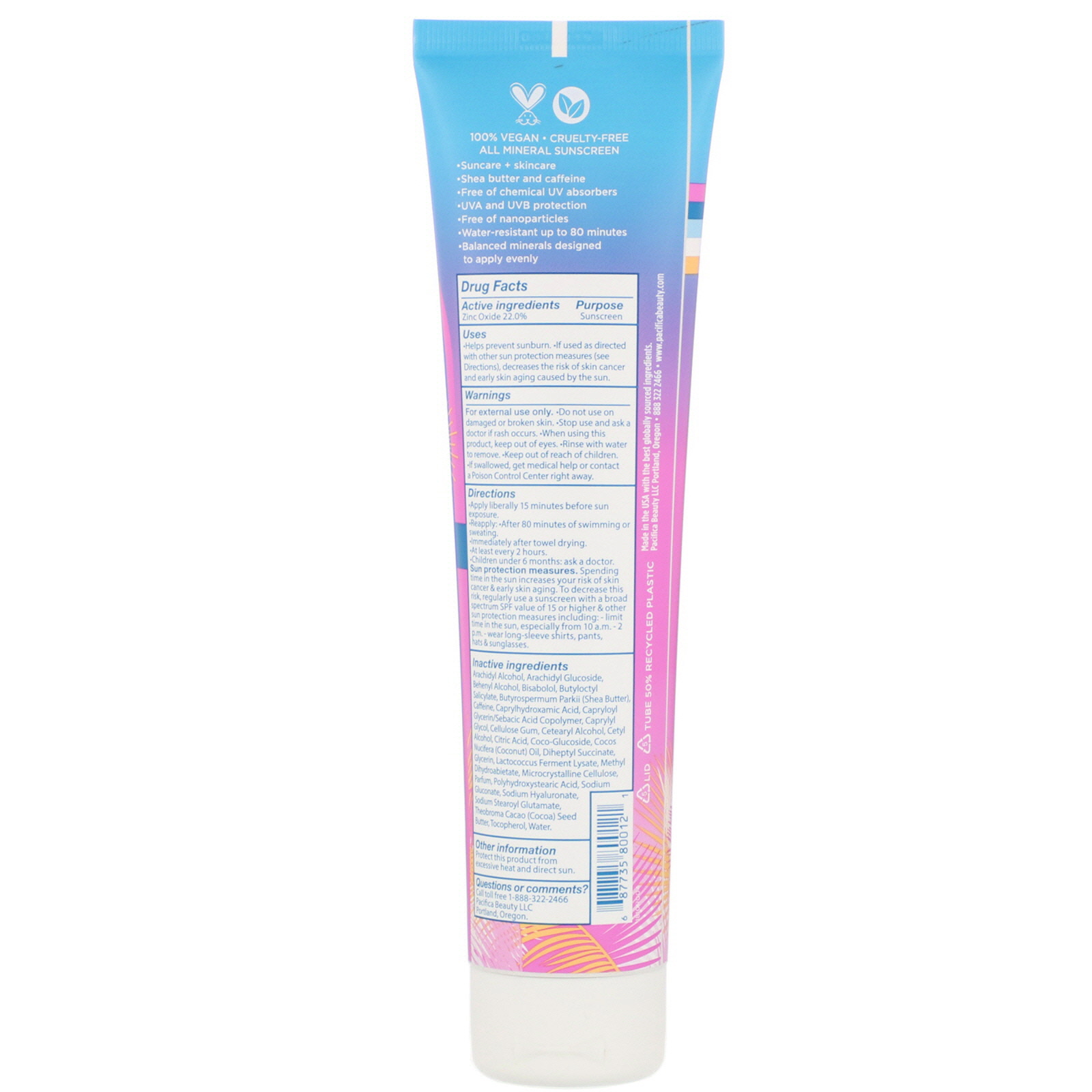 Pacifica, Sol + Cuidados com a pele, Manteiga Corporal Mineral, FPS 50, Flor de Abacaxi, 5 fl oz (147 ml) - Imagem 2