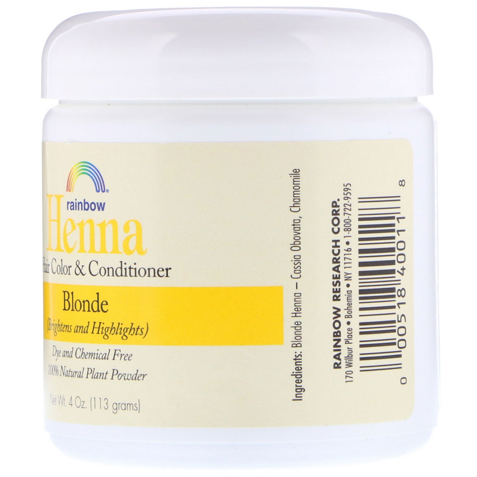 Rainbow Research, Henna, Tintura de cabelo e condicionador, loiro, 4 oz (113 g) - Imagem 2