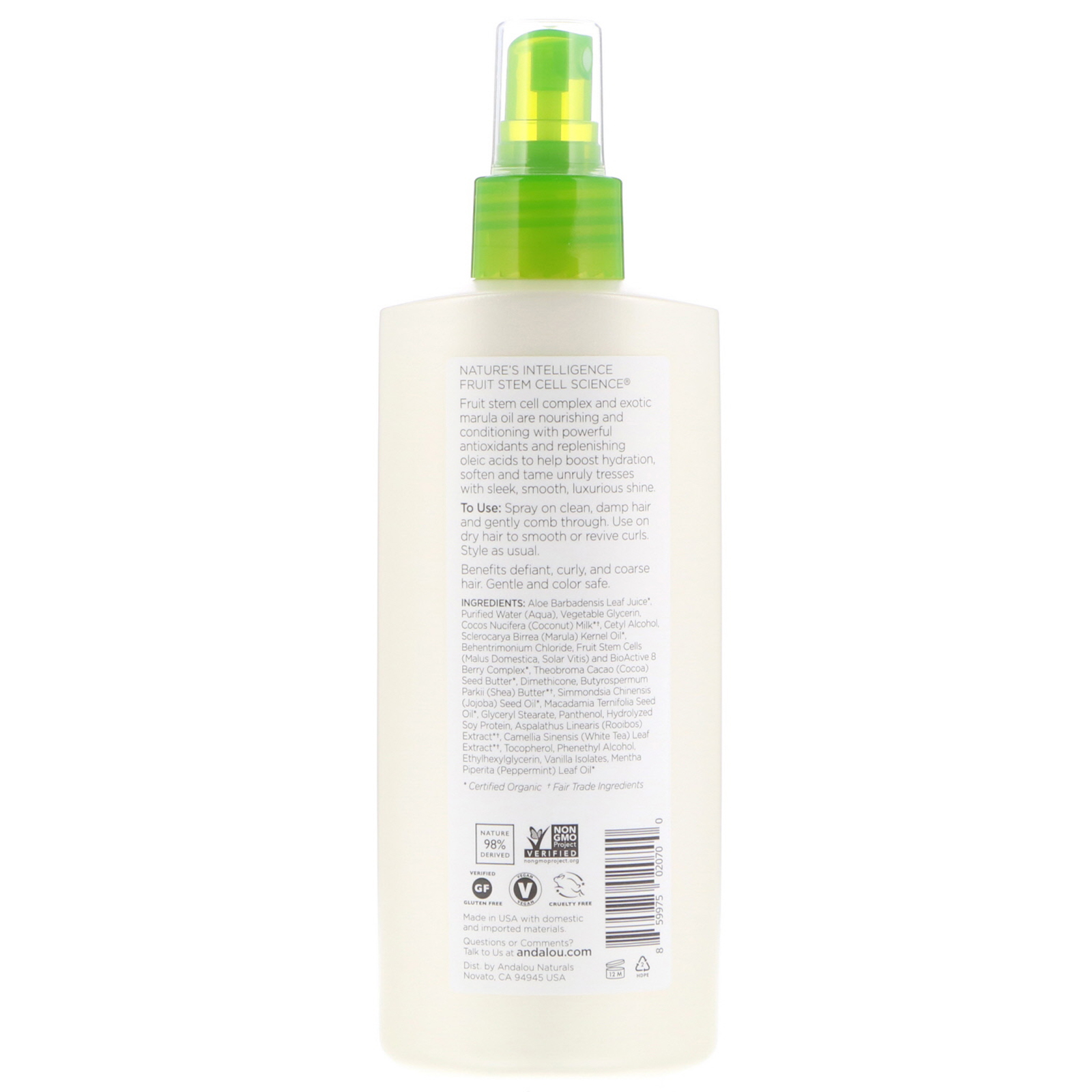 Andalou Naturals, Óleo Exótico de Marula, Spray Desembaraçador Suave Sedoso, 242 ml - Imagem 2