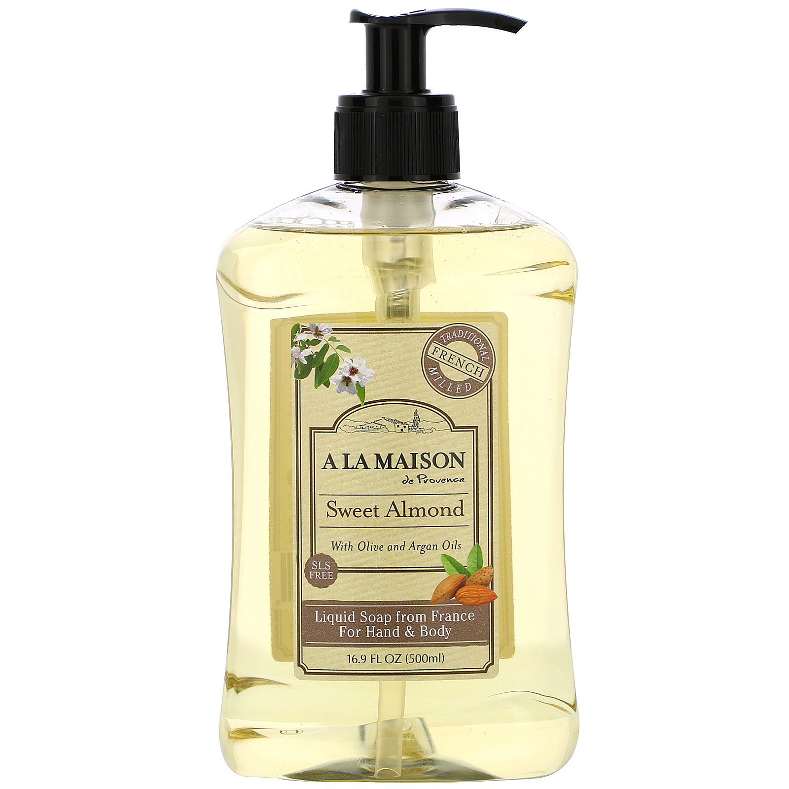 A La Maison de Provence, Sabonete Líquido para Banho e Ducha, Amêndoa Doce, 16.9 fl oz (500 ml)