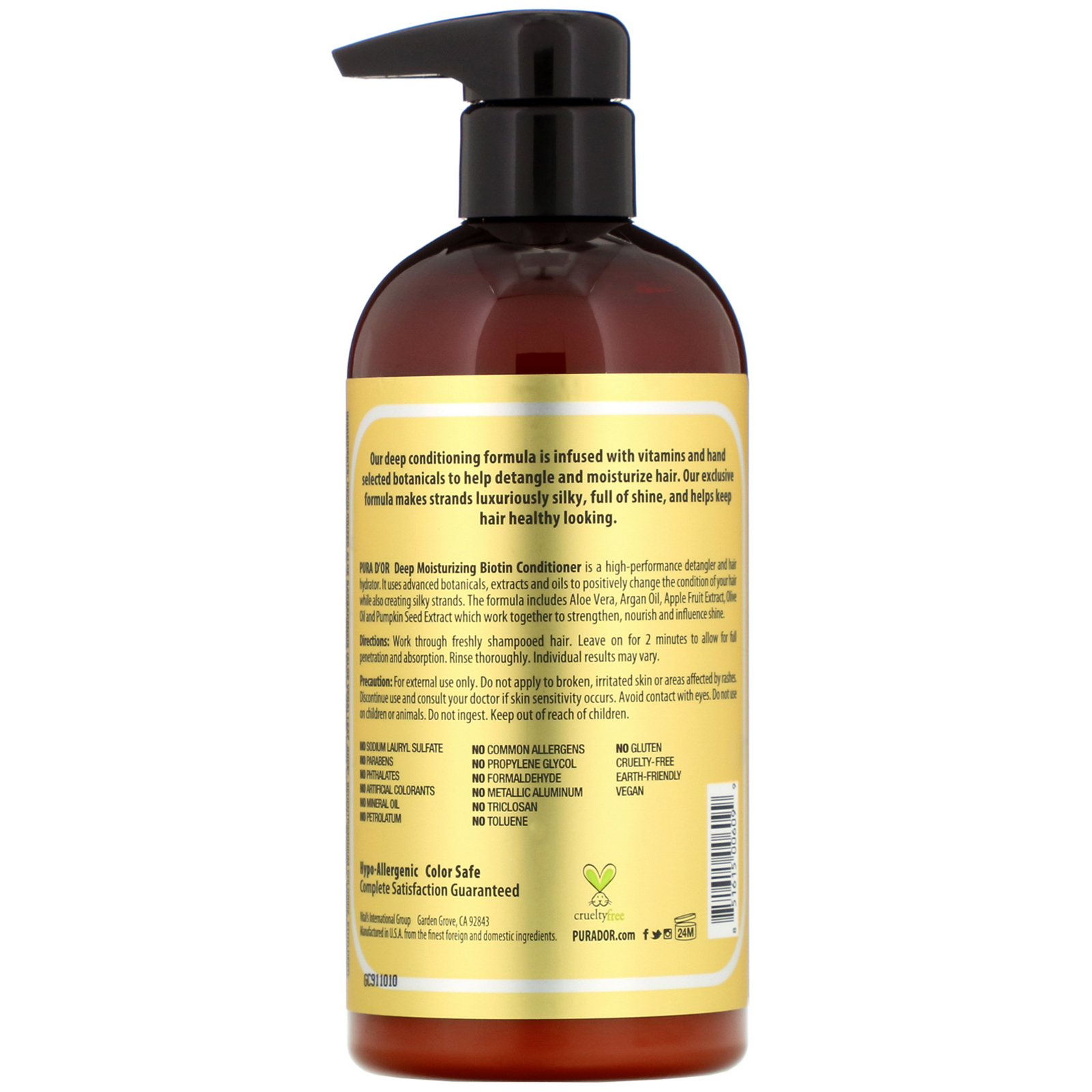 Pura D'or, Deep Moisturizing Biotin Conditioner, 16 fl oz (473 ml) - Imagem 2