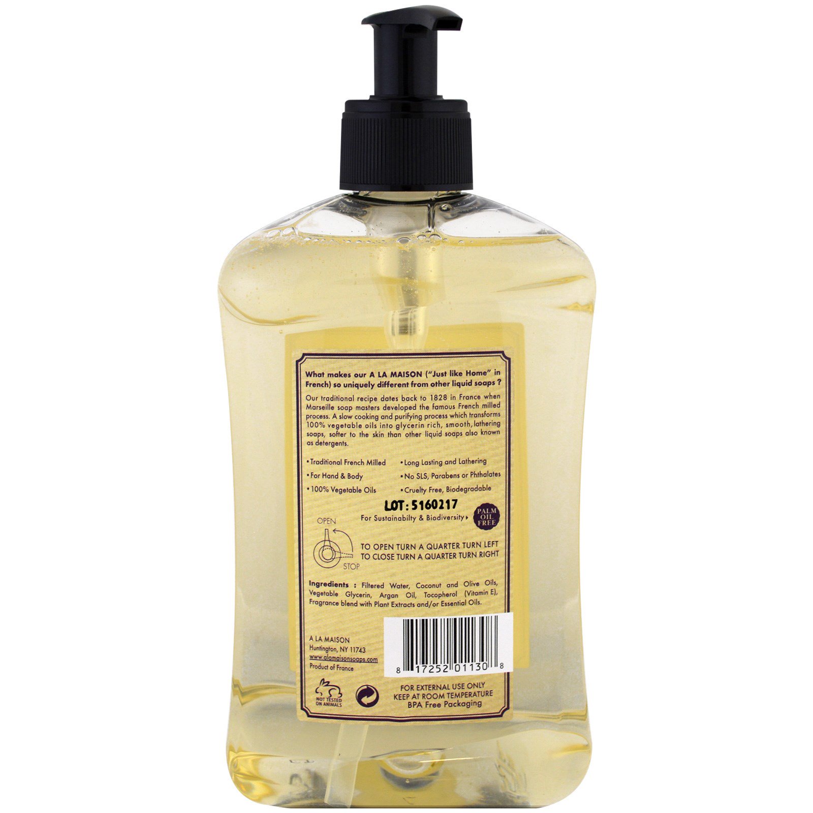 A La Maison de Provence, Sabão para as Mãos e o Corpo, Figo e Manjericão, 16.9 onças fluidas (500 ml) - Imagem 2