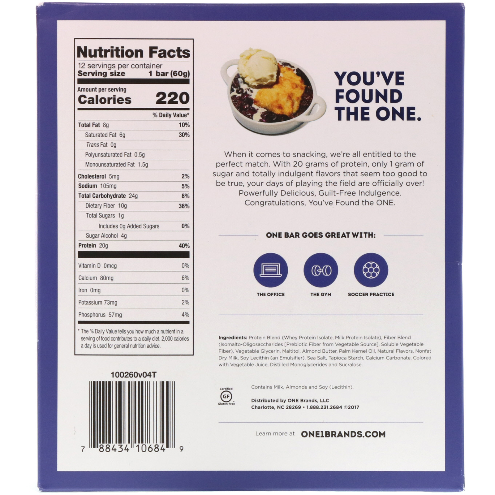 One Brands, ONE Bar, Blueberry Cobbler, 12 Bars, 2.12 oz (60 g) Each - Imagem 3