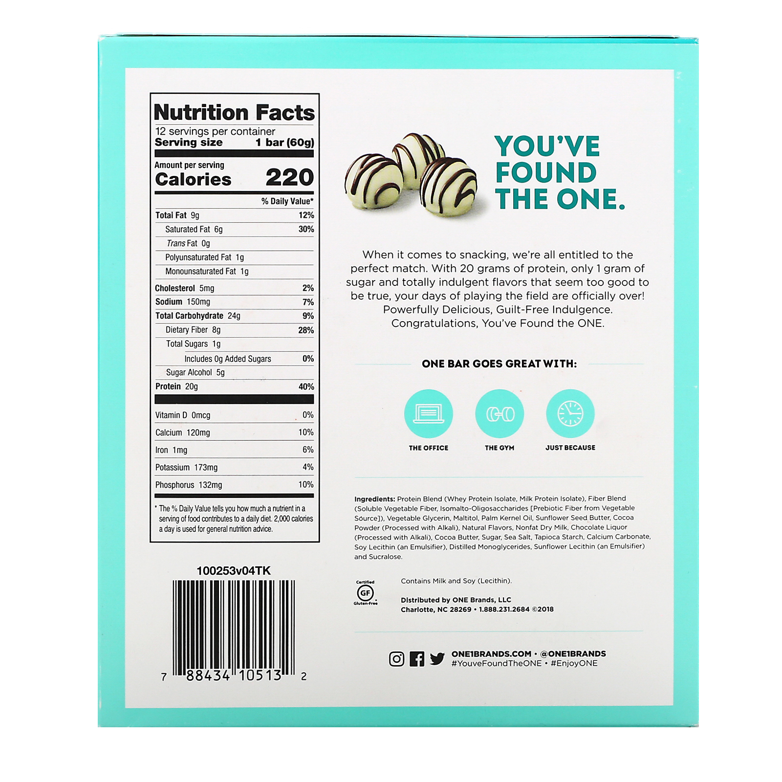 One Brands, ONE Bar, White Chocolate Truffle, 12 Bars, 2.12 oz (60 g) Each - Imagem 3