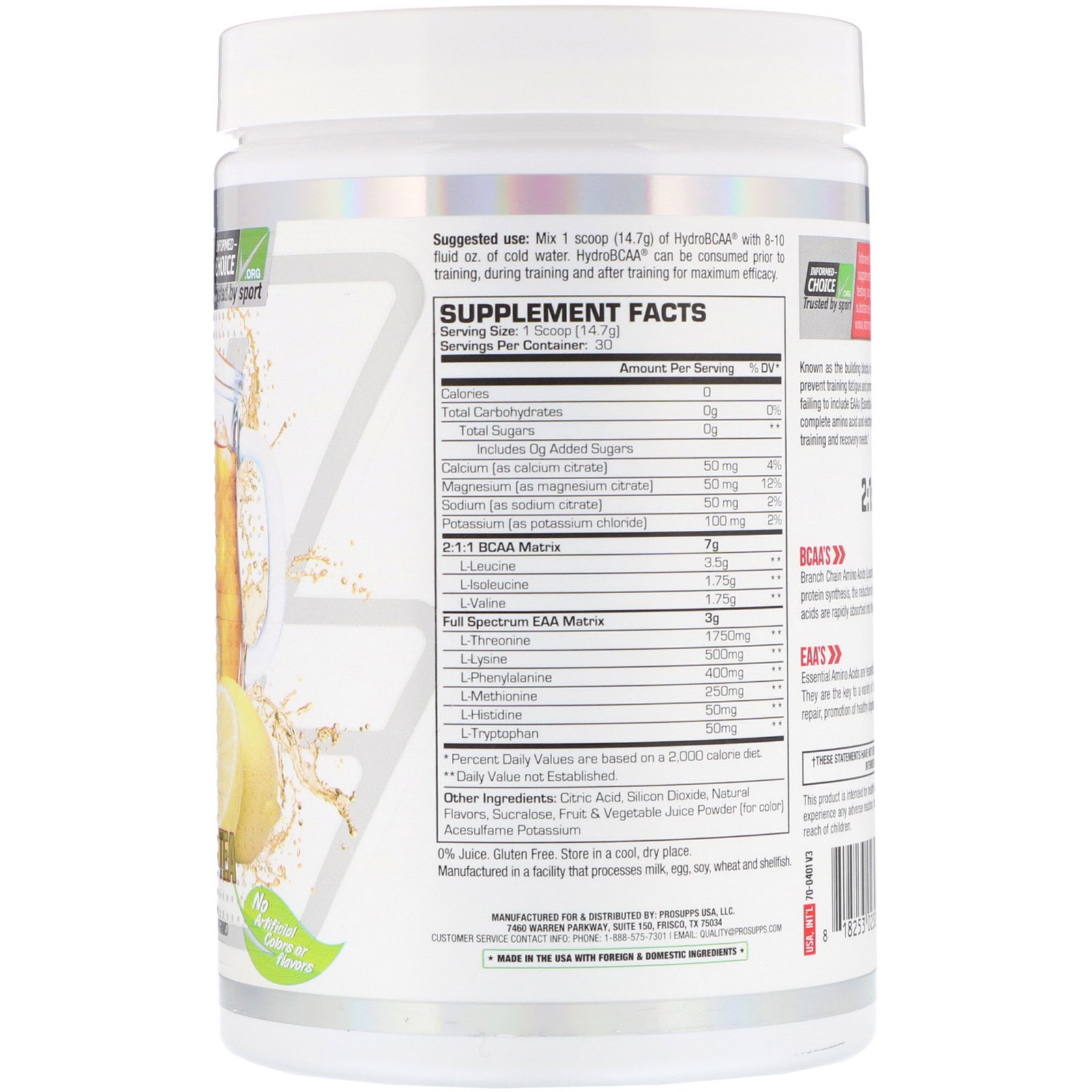 ProSupps, Hydro BCAA, Texas Tea, 441 g (15,6 oz) - Imagem 2