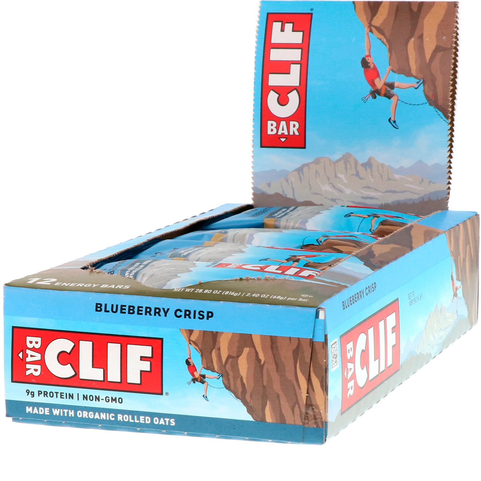 Clif Bar, Barrinha de Energia, Blueberry Crocante, 12 Barras, 2,40 oz (68 g) cada