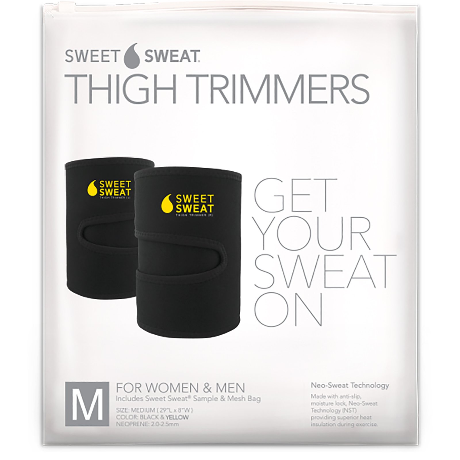 Sports Research, Sweet Sweat Thigh Trimmers, Medium, Yellow, 1 Pair