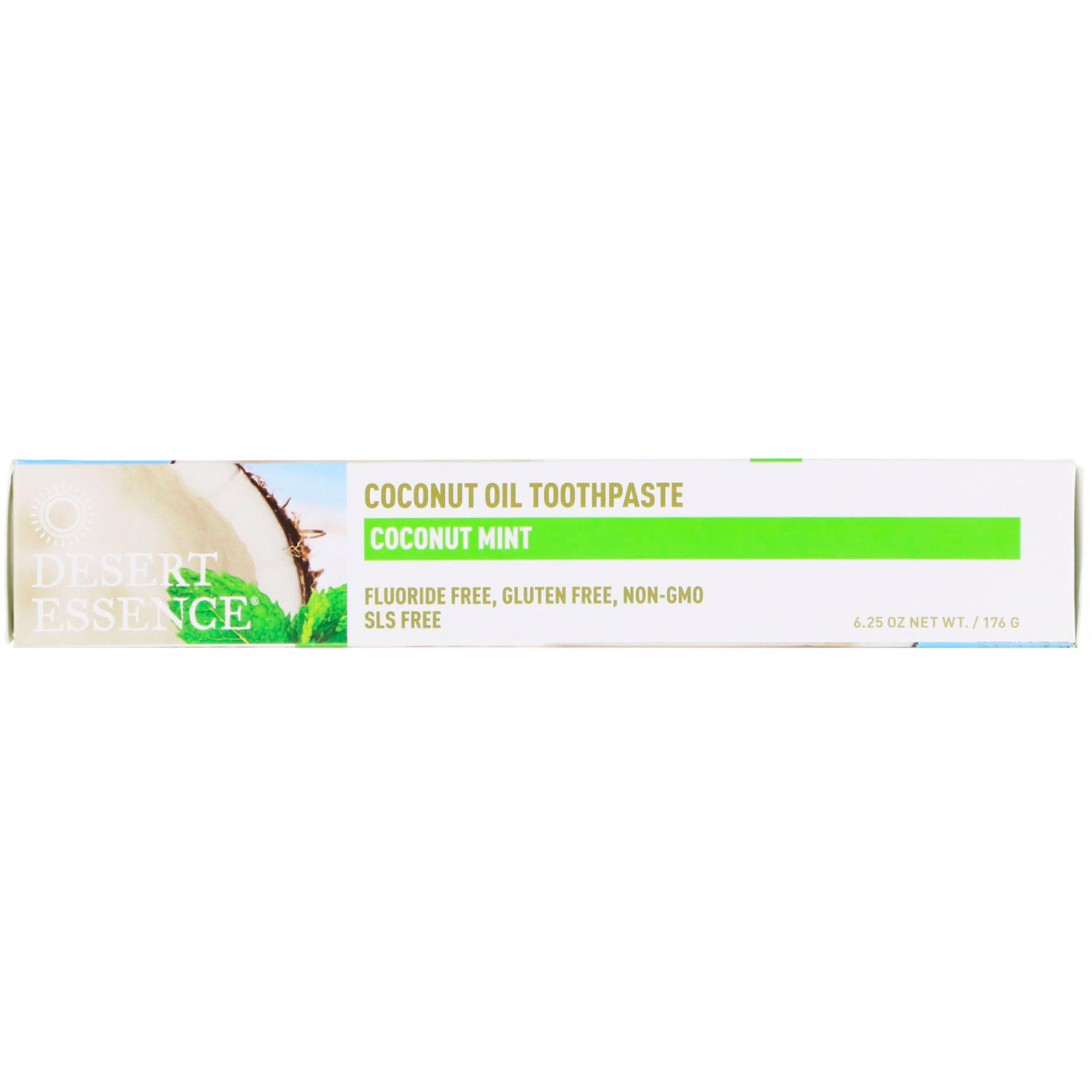 Desert Essence, Creme dental com óleo de coco, coco e menta, 6,25 oz (176 g)