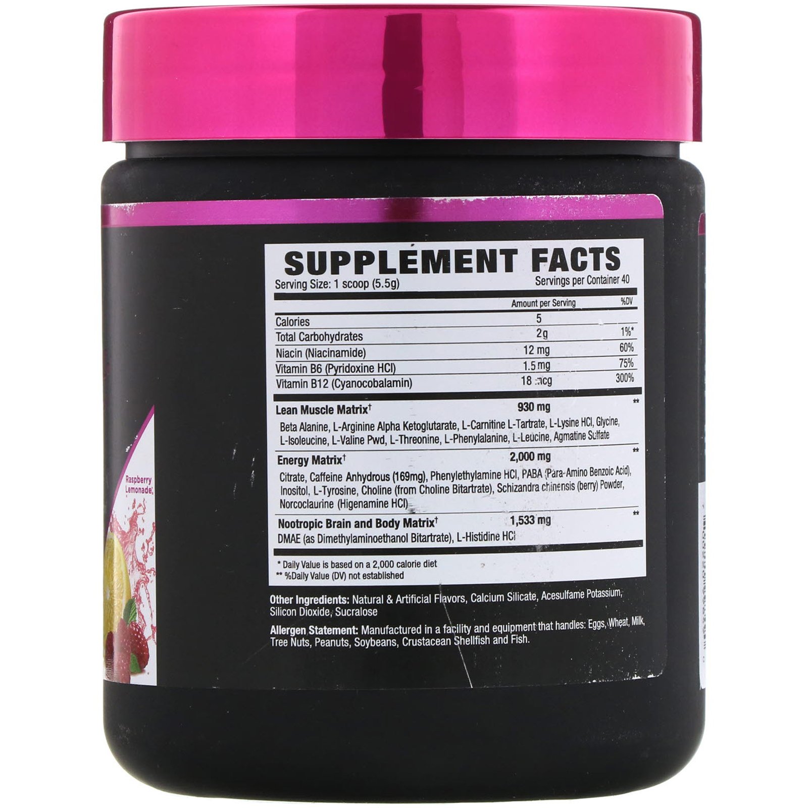 NLA for Her, Uplift, Pré-Exercício, Limonada com Framboesa, 210 g - Imagem 2